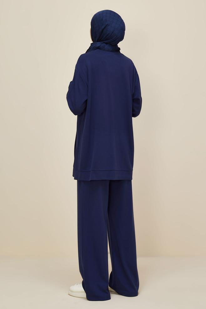 Vêtements hijab BLEU MARINE ENSEMBLE SURVÊTEMENT AVEC PANTALON 45915 - ALVİNA