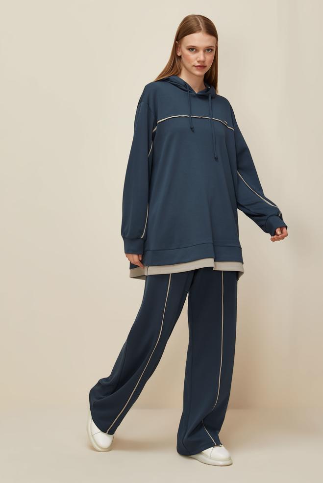 Vêtements hijab GRIS ENSEMBLE DE SURVÊTEMENT AVEC PANTALON 45916 - ALVİNA