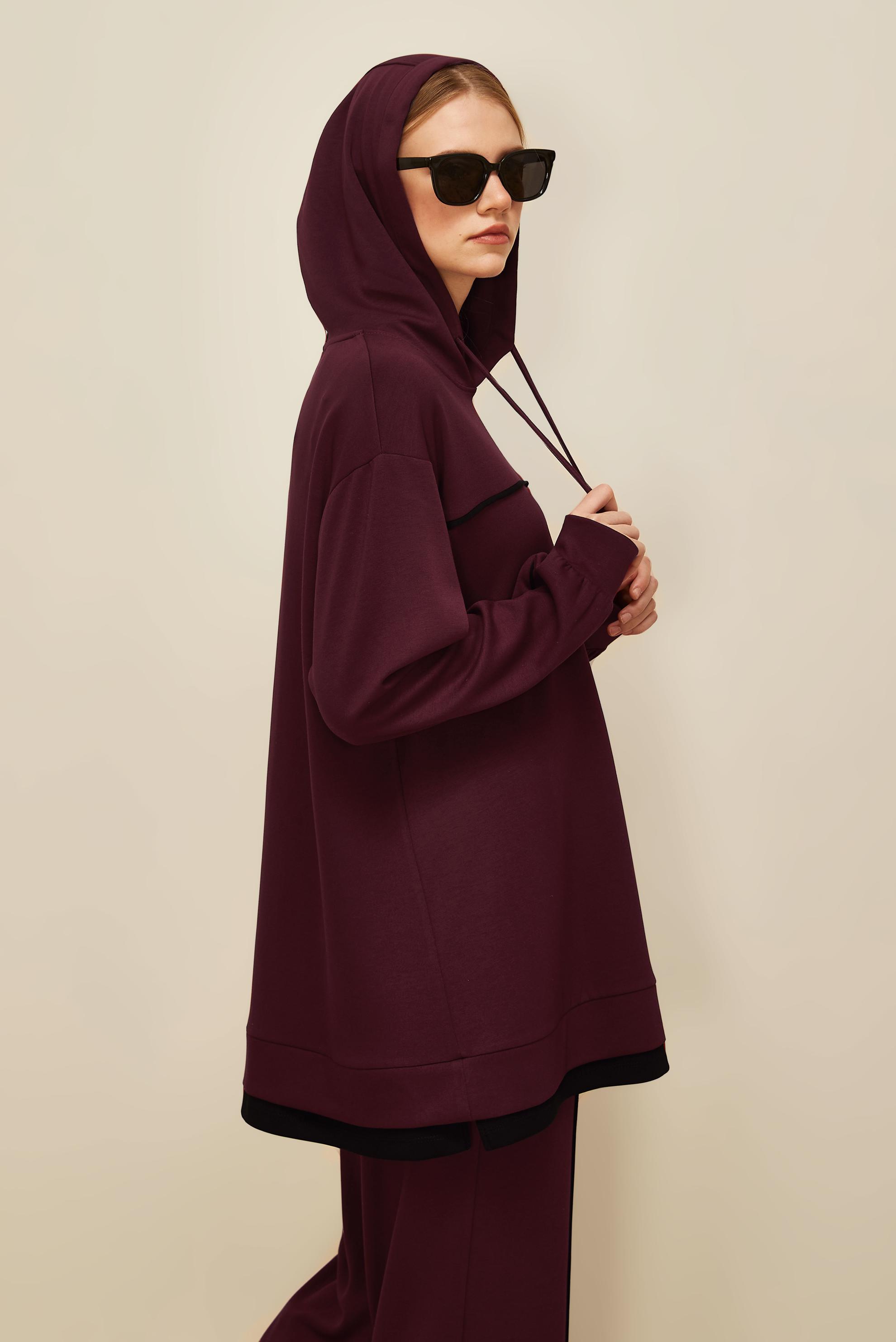 Vêtements hijab ROUGE BORDEAUX ENSEMBLE DE SURVÊTEMENT AVEC PANTALON 45916