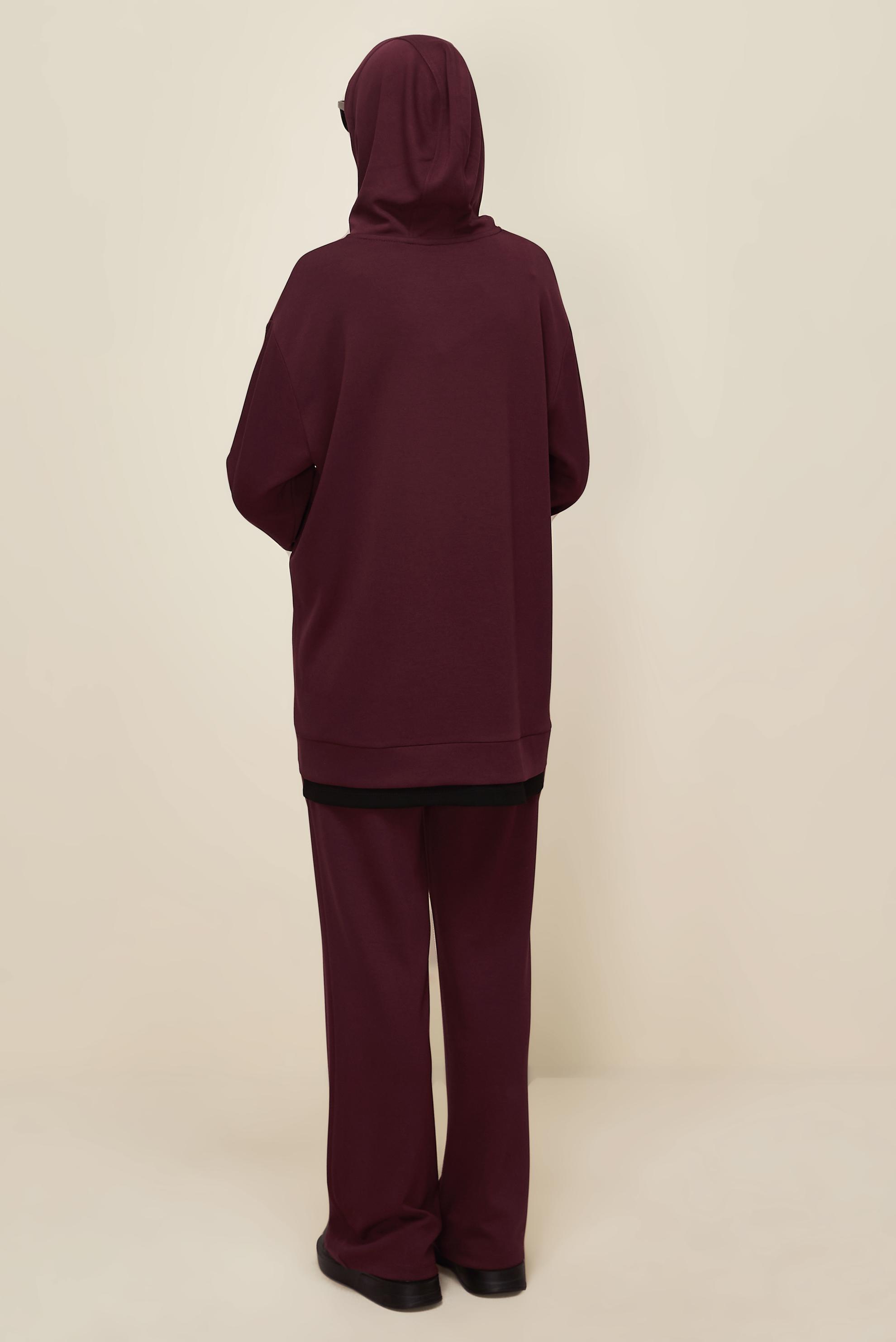 Vêtements hijab ROUGE BORDEAUX ENSEMBLE DE SURVÊTEMENT AVEC PANTALON 45916