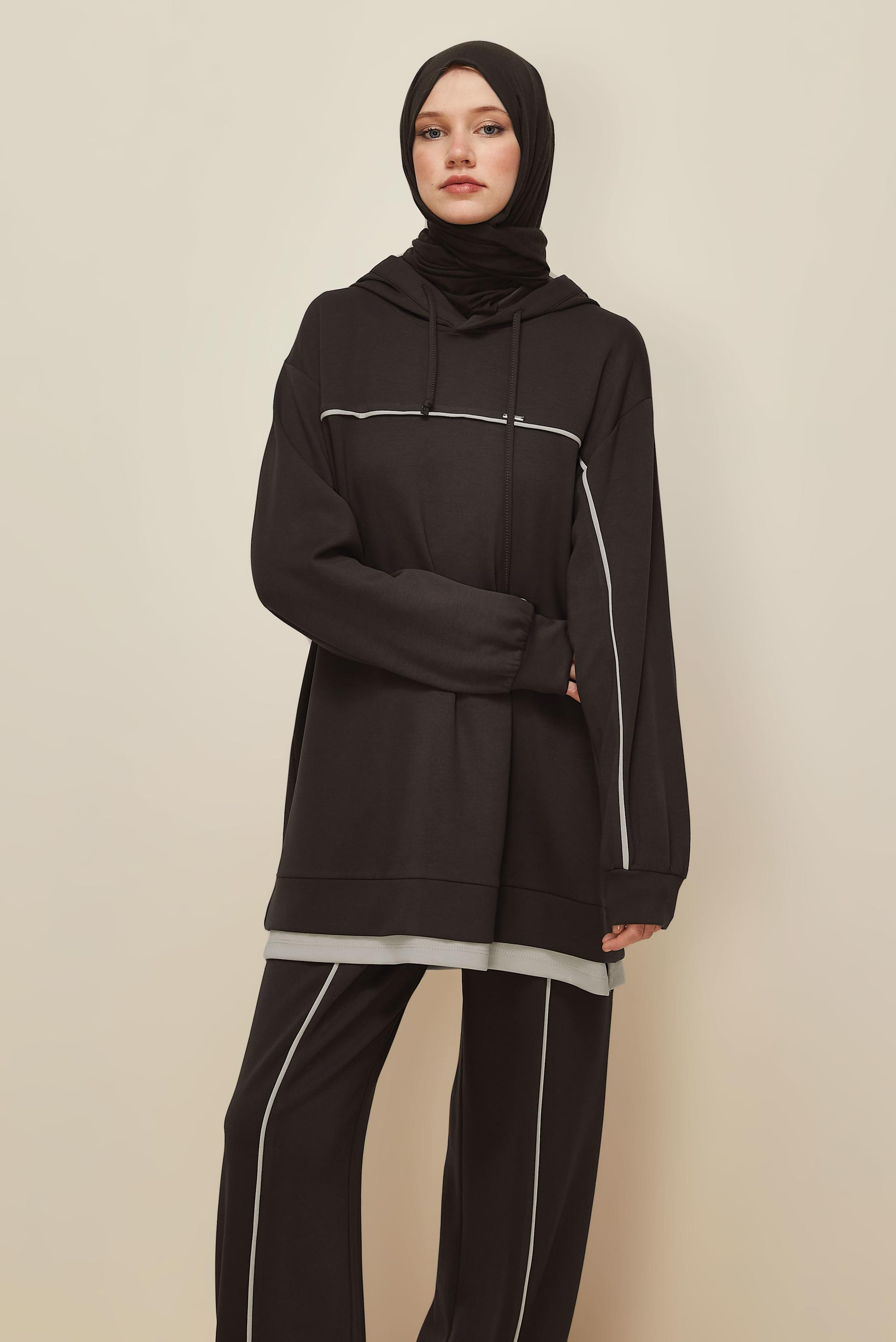 Vêtements hijab BRUN ENSEMBLE DE SURVÊTEMENT AVEC PANTALON 45916