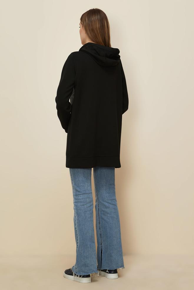 Tesettür giyim SİYAH KAPÜŞONLU EŞOFMAN TUNİK 45917 - ALVİNA