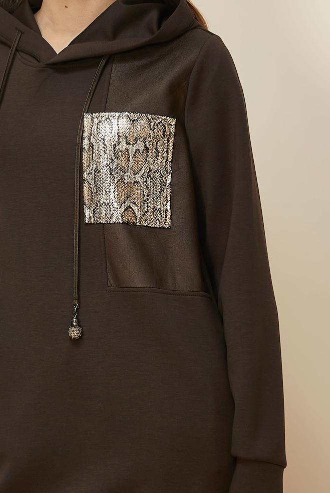 Tesettür giyim KAHVE 45917 8525 EŞOFMAN TUNİK 38-46 TEK 40 - ALVİNA