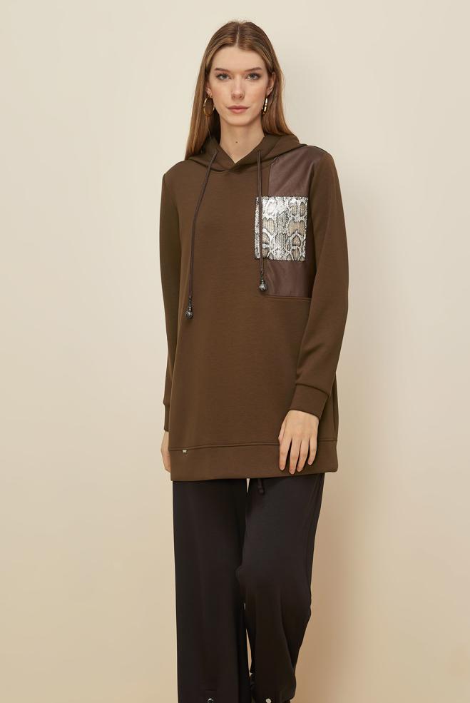 Tesettür giyim VİZON 45917 8525 EŞOFMAN TUNİK 38-46 TEK 40 - ALVİNA