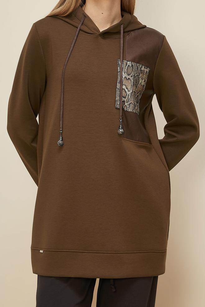 Tesettür giyim VİZON 45917 8525 EŞOFMAN TUNİK 38-46 TEK 40 - ALVİNA