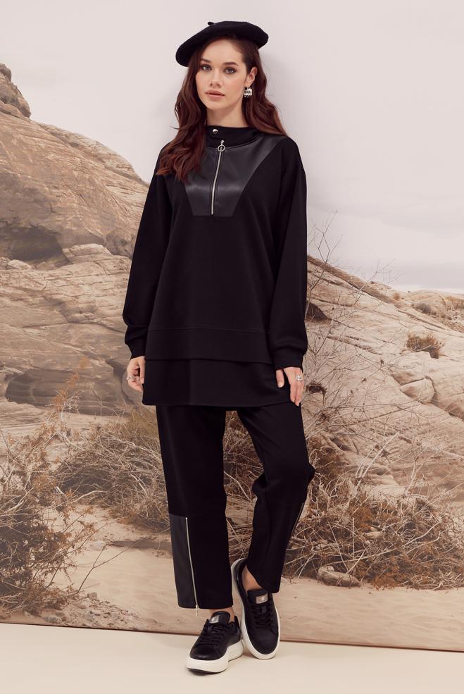 Tesettür giyim SİYAH 45918 CHAKRA 2′Lİ PANT.EŞOF. 38-44 TEK40 - ALVİNA