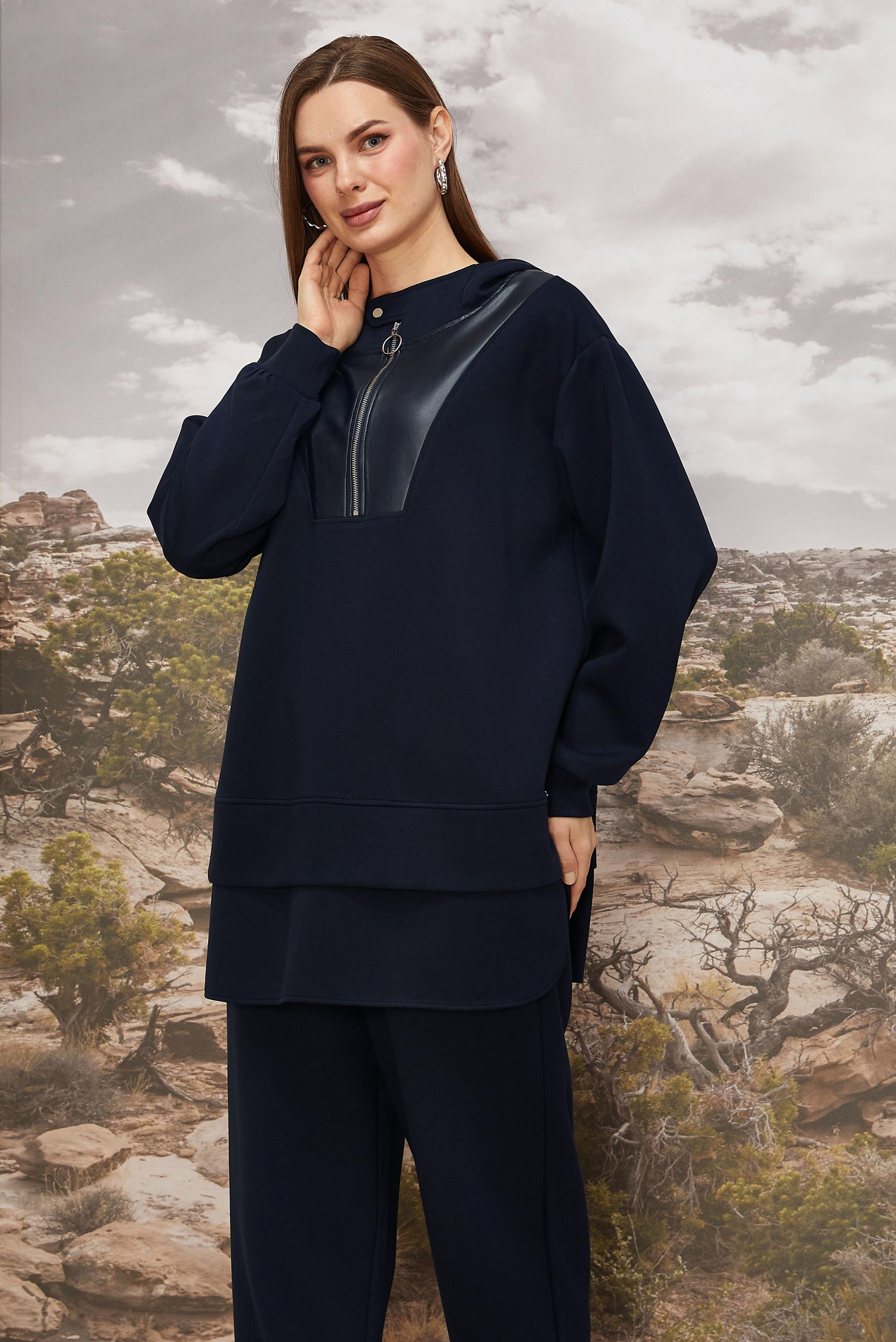 Hijab clothing NAVY BLUE TRACKSUIT SET WITH PANTS 45918