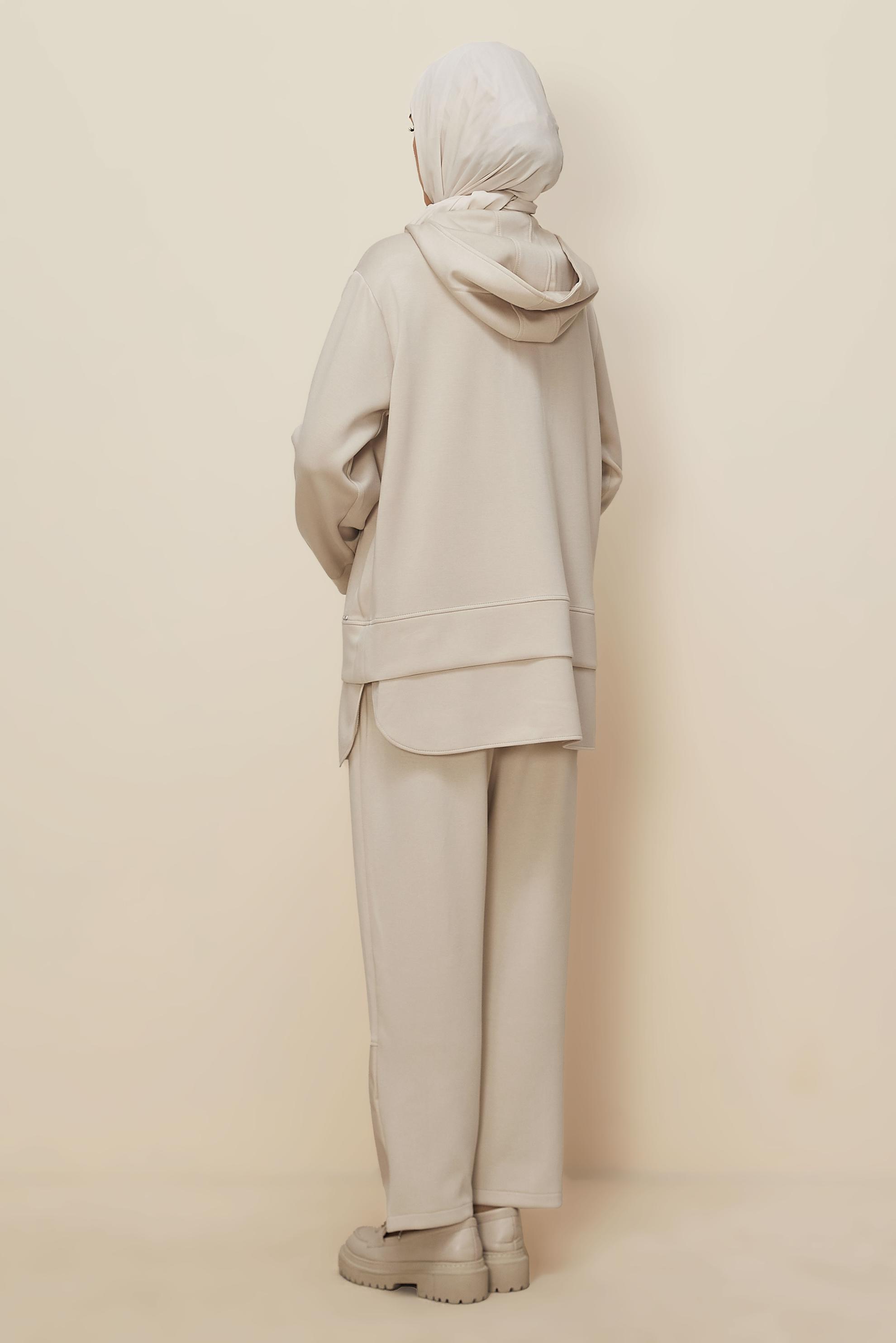 Tesettür giyim EKRU PANTOLONLU EŞOFMAN TAKIMI 45918