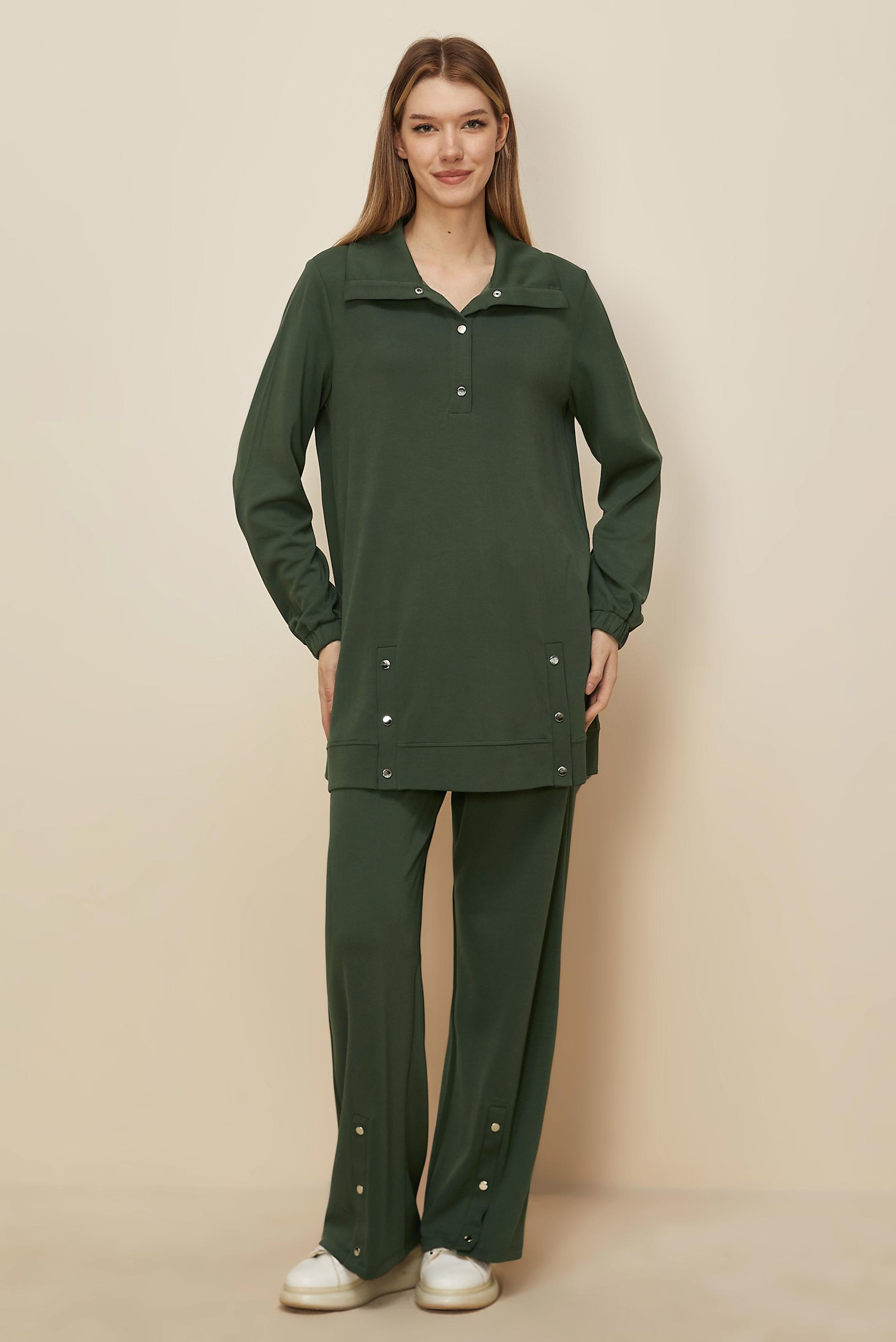 Tesettür giyim HAKİ ÇITÇITLI EŞOFMAN TAKIMI 45919