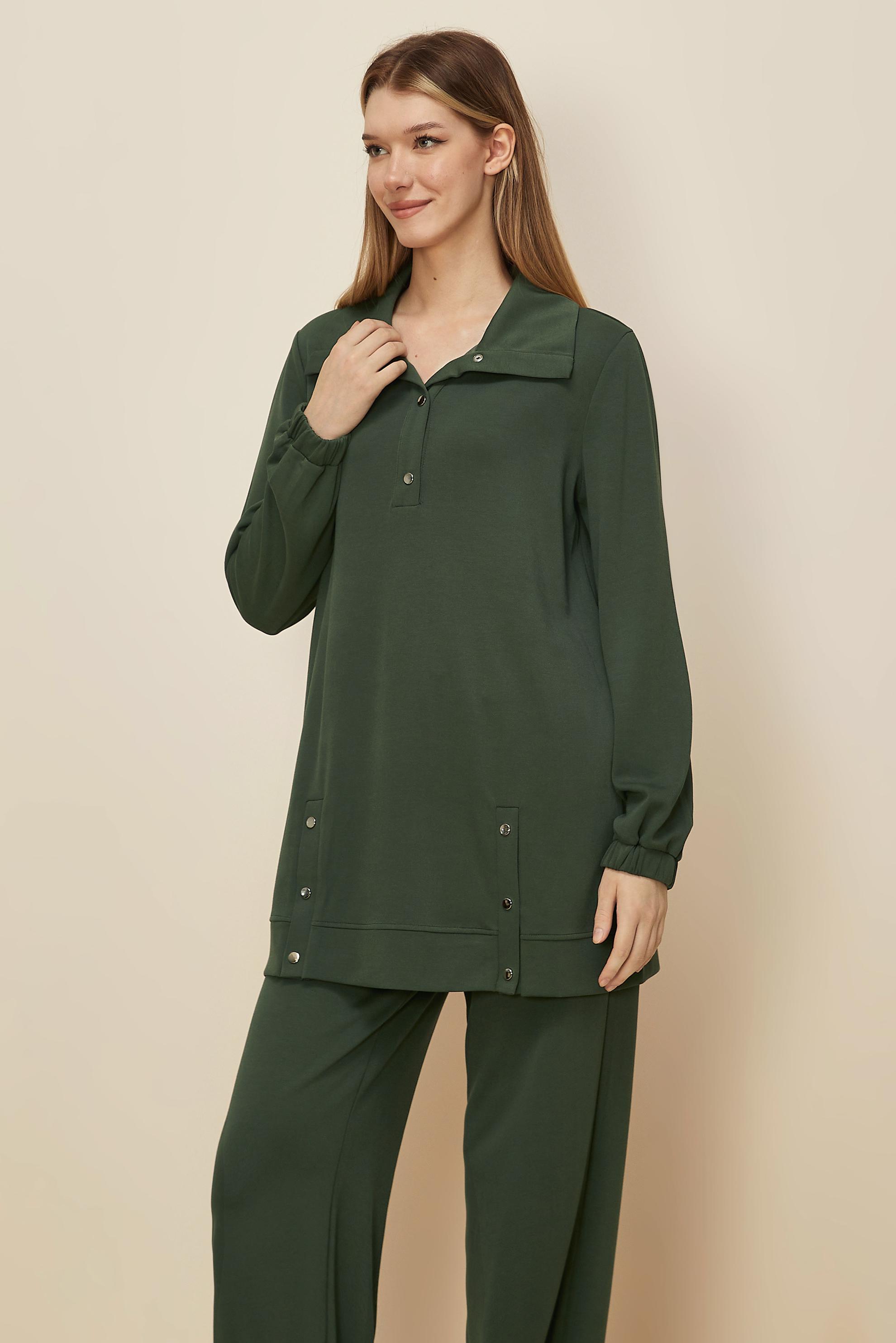 Tesettür giyim HAKİ ÇITÇITLI EŞOFMAN TAKIMI 45919