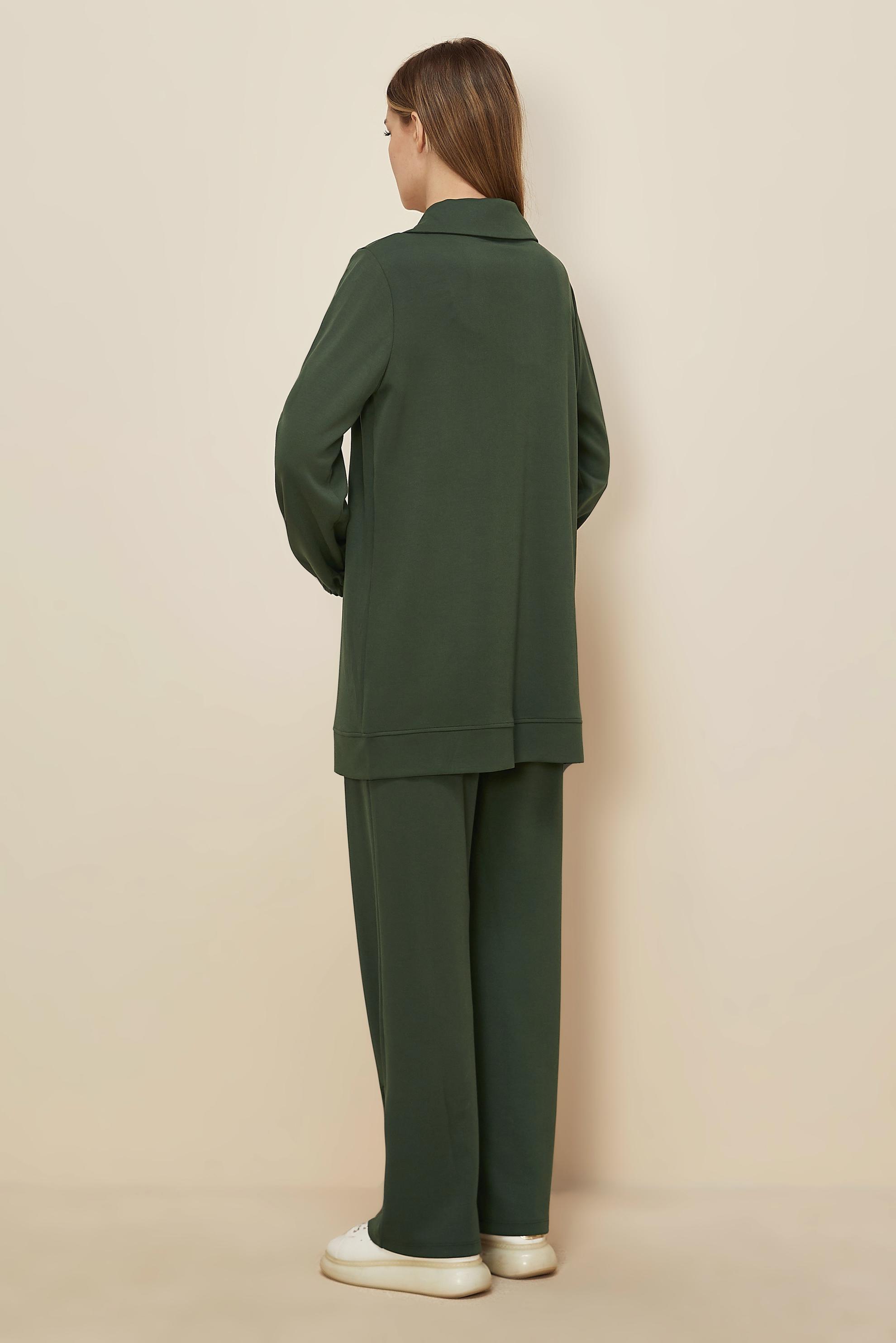 Tesettür giyim HAKİ ÇITÇITLI EŞOFMAN TAKIMI 45919