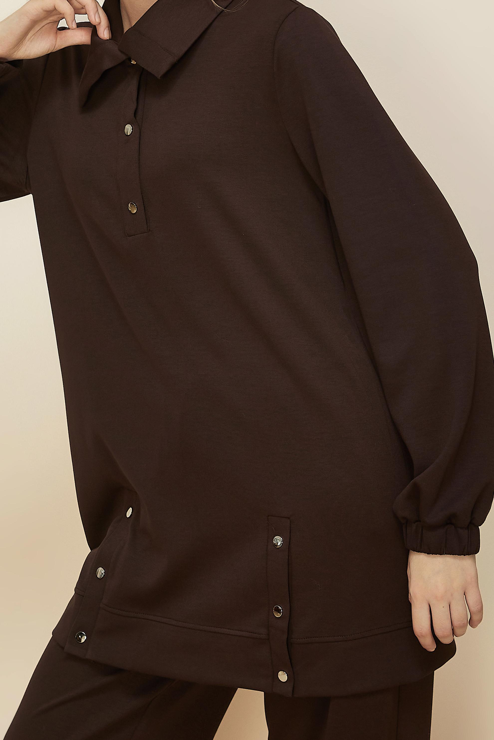 Tesettür giyim KAHVE ÇITÇITLI EŞOFMAN TAKIMI 45919