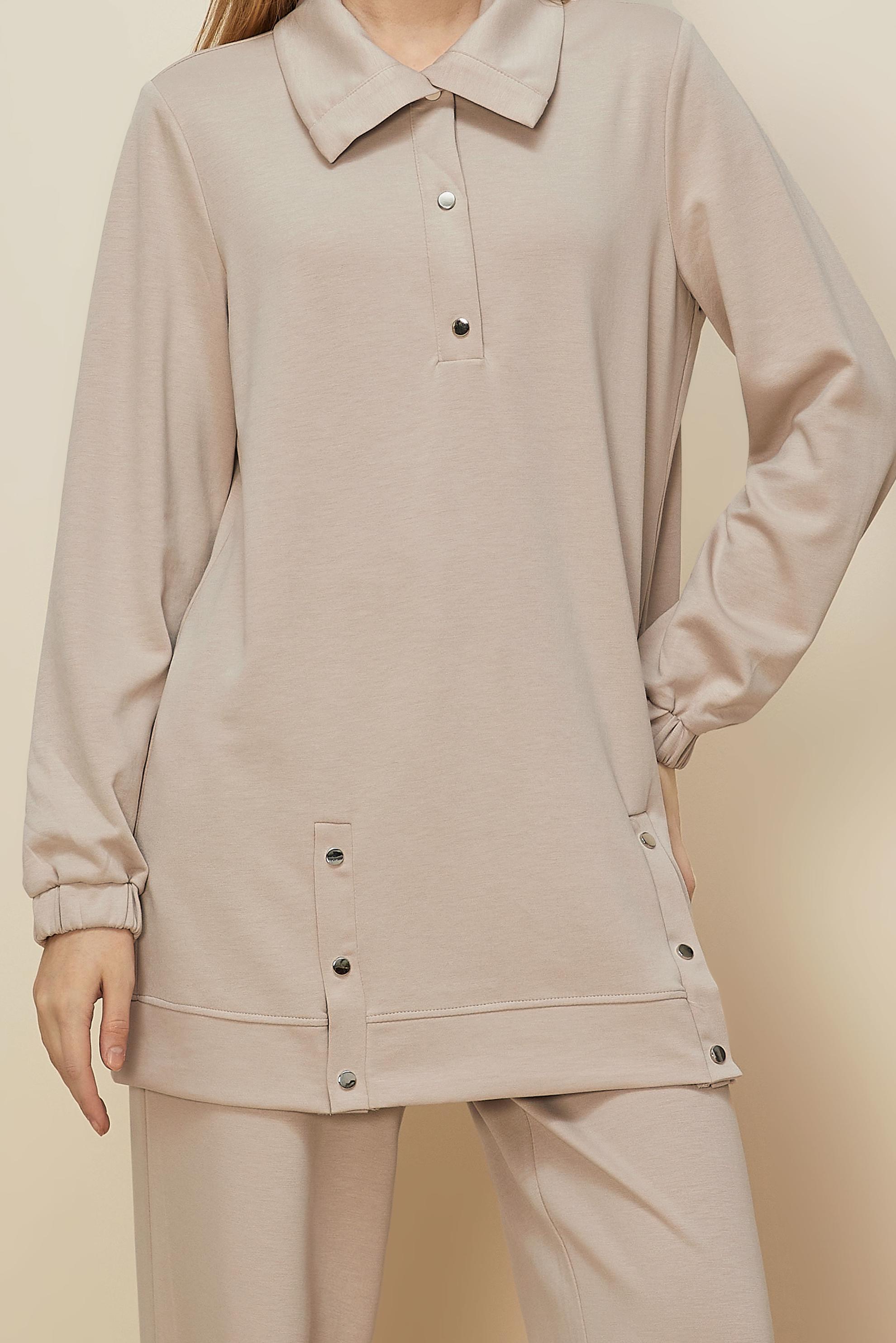 Tesettür giyim EKRU ÇITÇITLI EŞOFMAN TAKIMI 45919