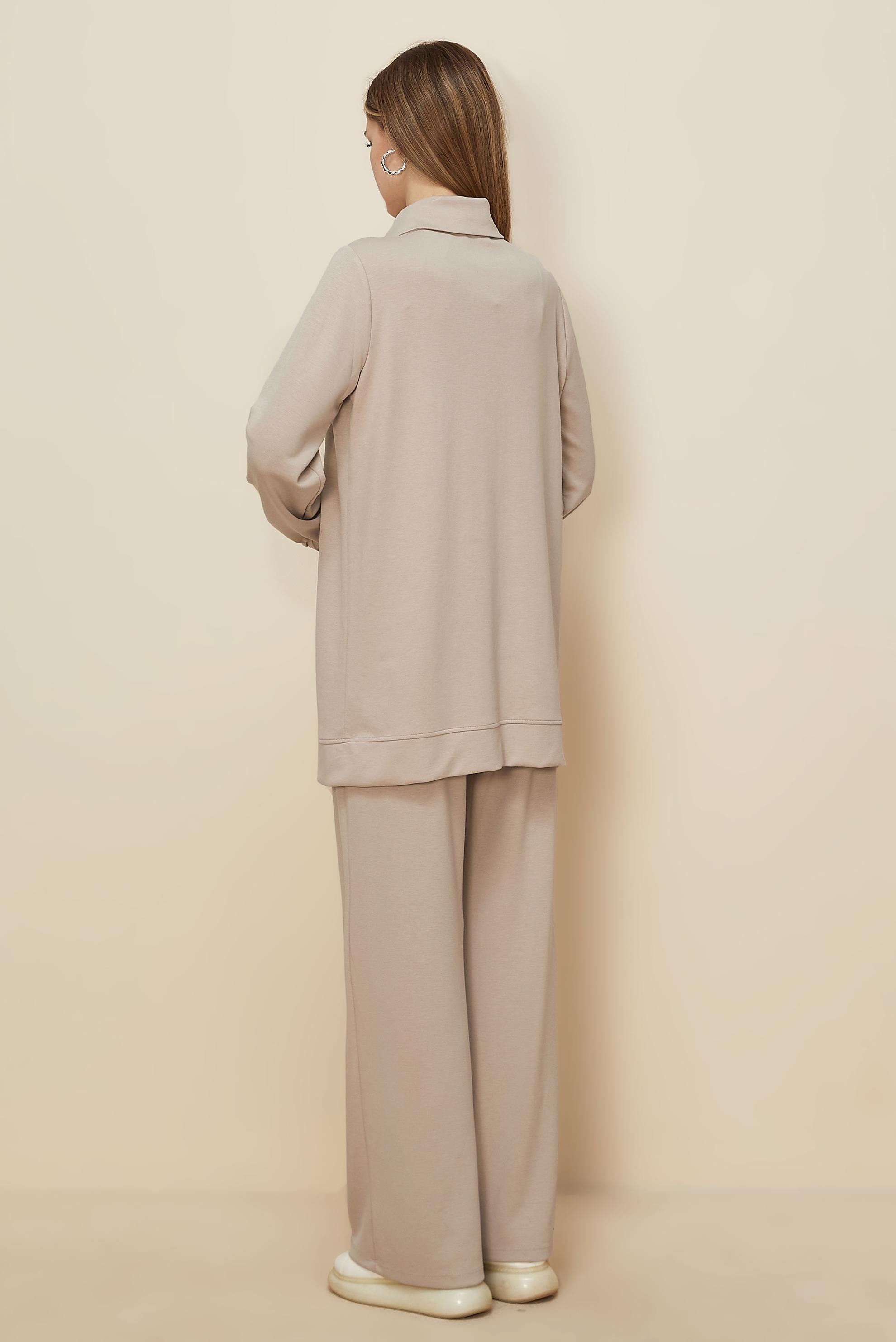 Tesettür giyim EKRU ÇITÇITLI EŞOFMAN TAKIMI 45919