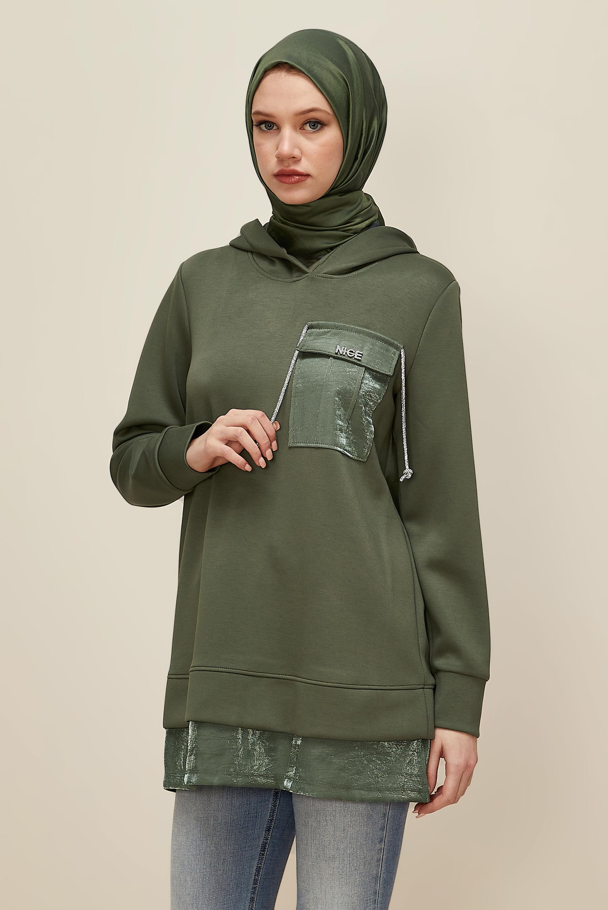 Hijab clothing KHAKI HOODED TRACKSUIT TUNIC 45920