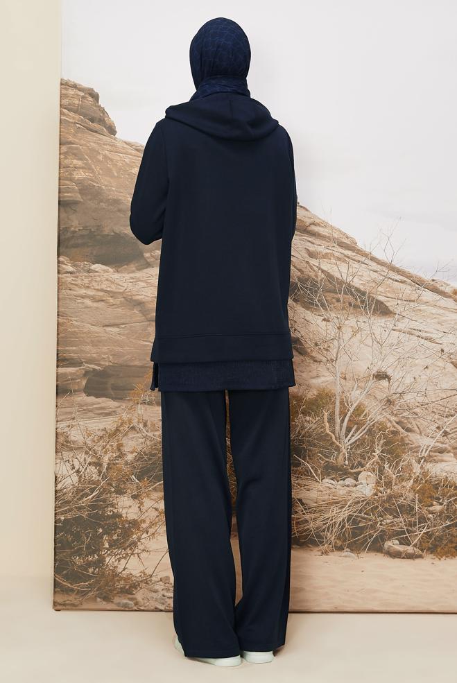 Tesettür giyim LACİVERT 45920 CHAKRA EŞOFMAN TUNİK 38-44 TEK40 - ALVİNA