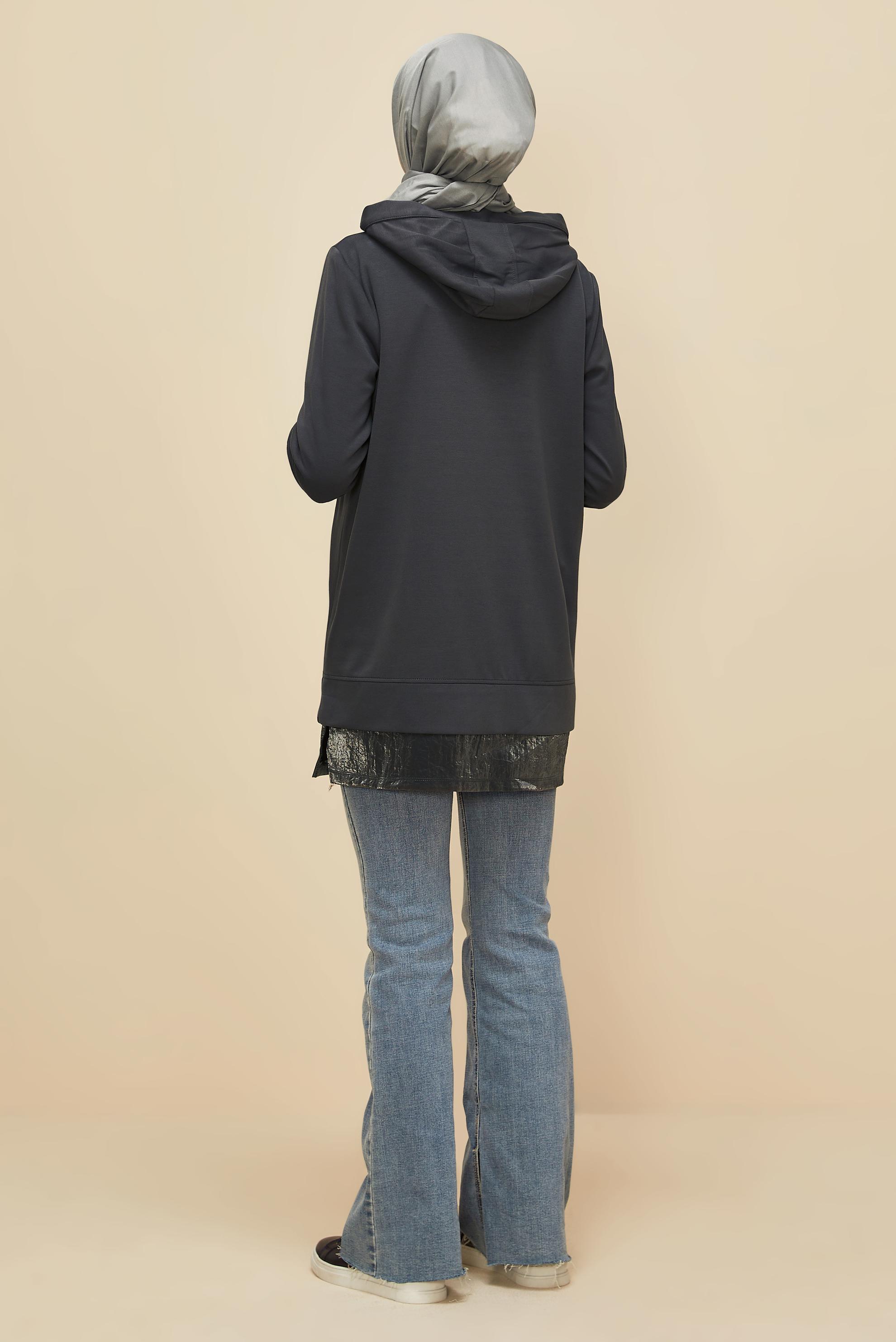 Vêtements hijab GRIS TUNIQUE DE SURVÊTEMENT À CAPUCHE 45920