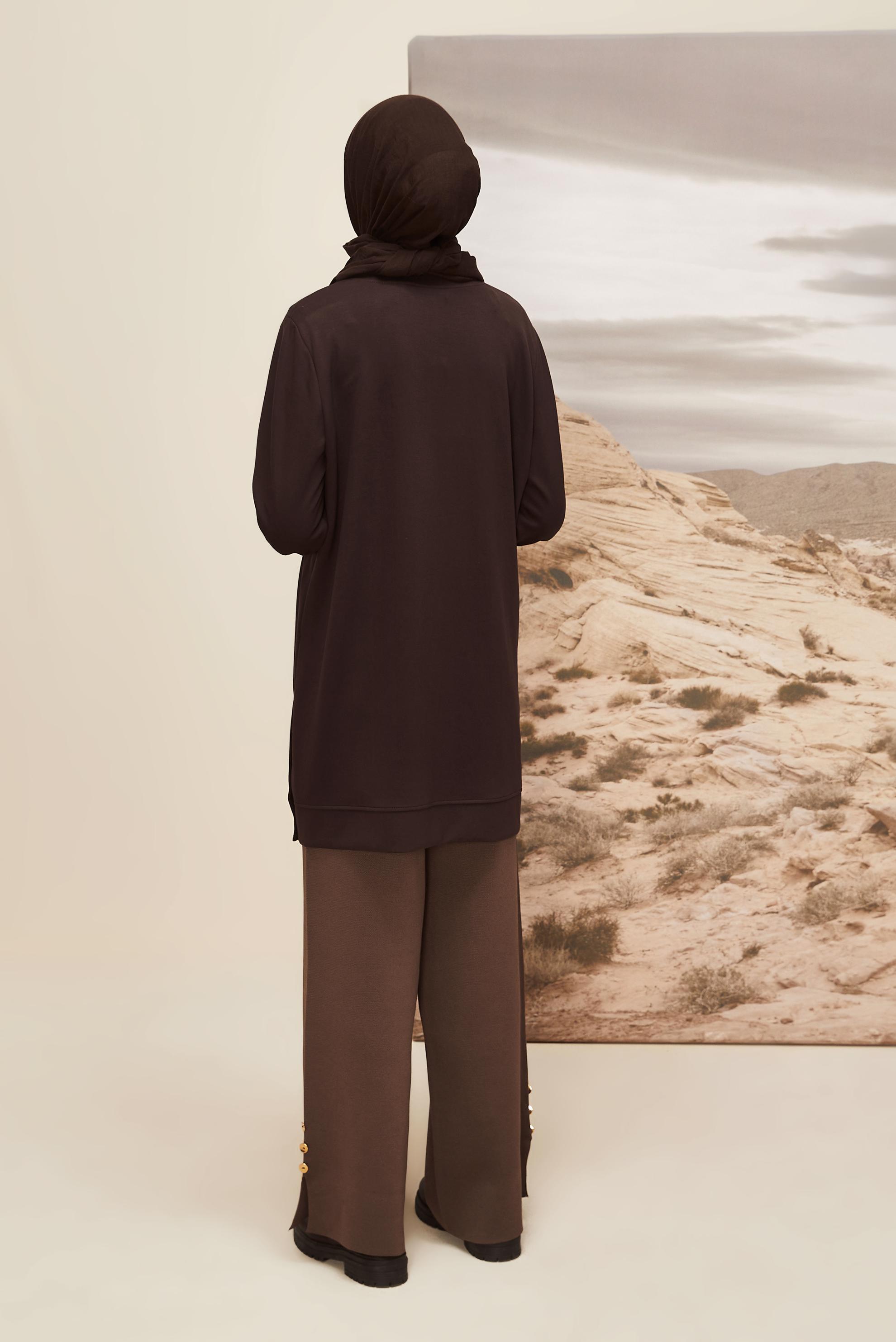 Vêtements hijab BRUN TUNIQUE DE SURVÊTEMENT IMPRIMÉE LÉOPARD 45921