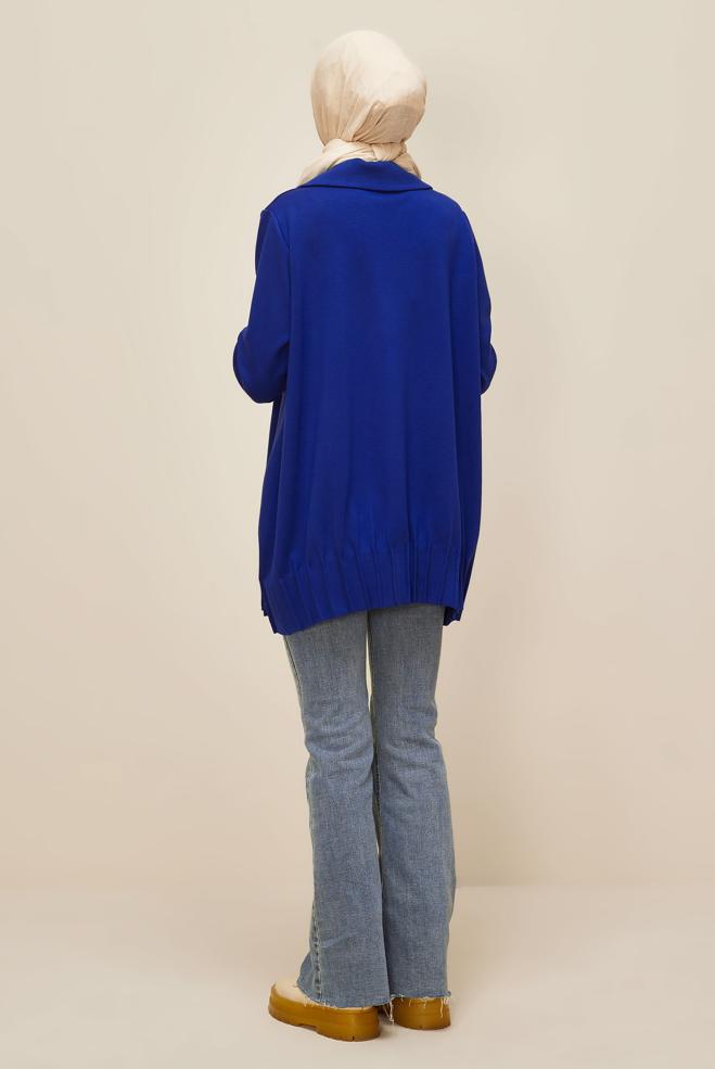 Vêtements hijab BLEU MARINE TUNIQUE DE SURVÊTEMENT BRODÉE DE GEMMES 45957 - ALVİNA