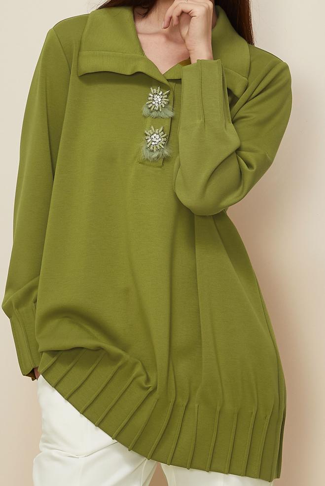 Hijab clothing GREEN TRACKSUIT TUNIC 45957 - ALVİNA