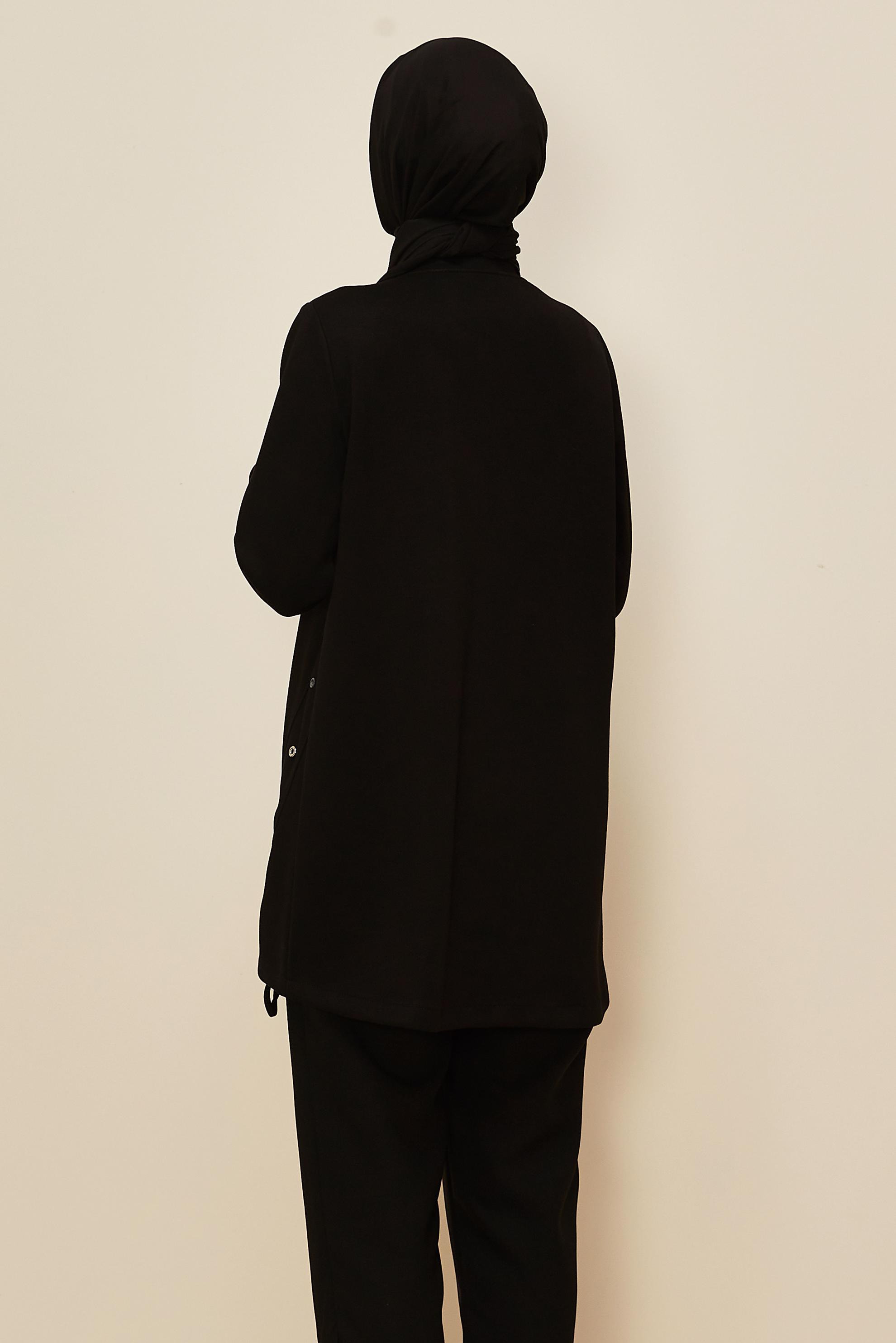 Tesettür giyim SİYAH CEP DETAYLI EŞOFMAN TUNİK 45958