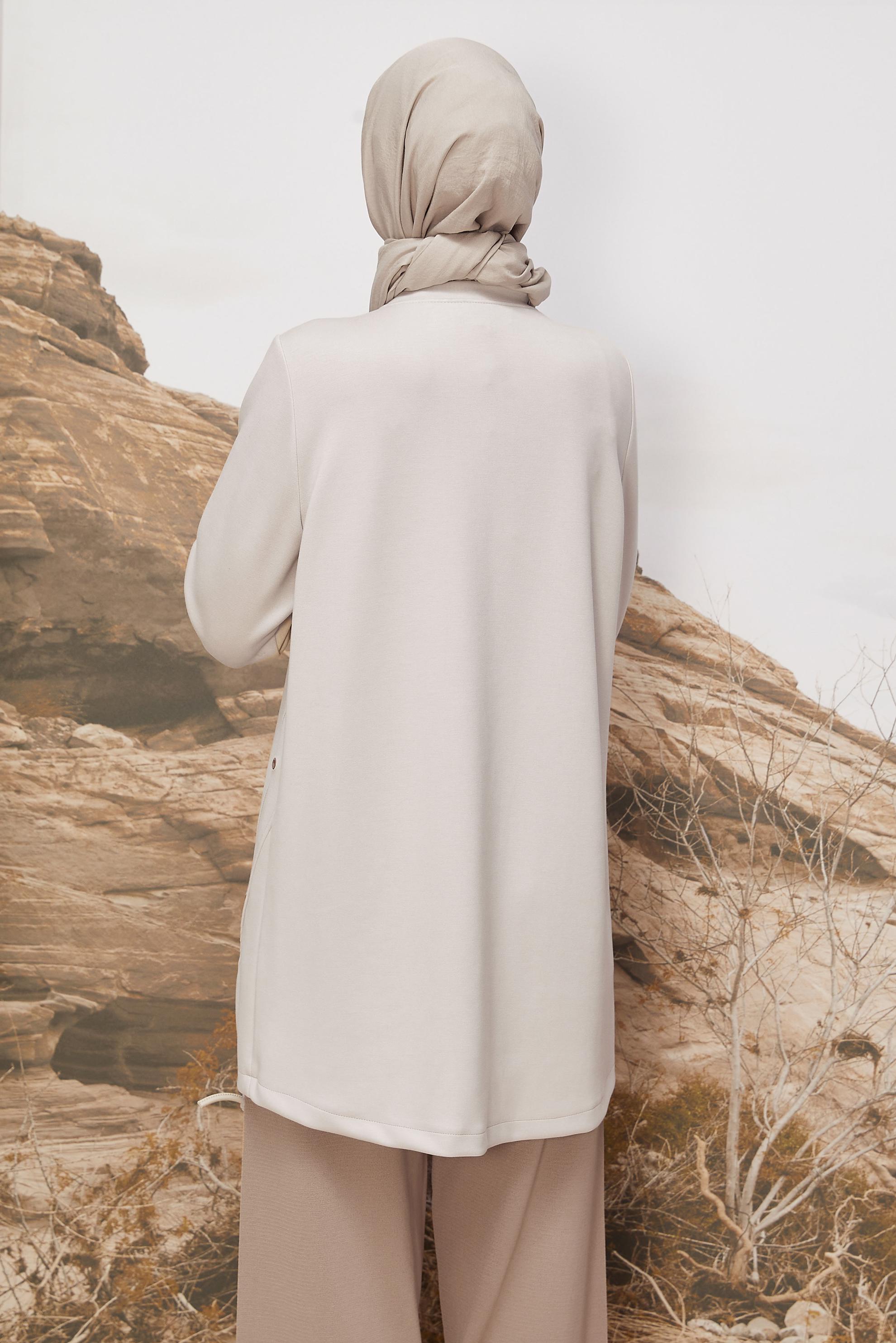 Tesettür giyim BEJ CEP DETAYLI EŞOFMAN TUNİK 45958