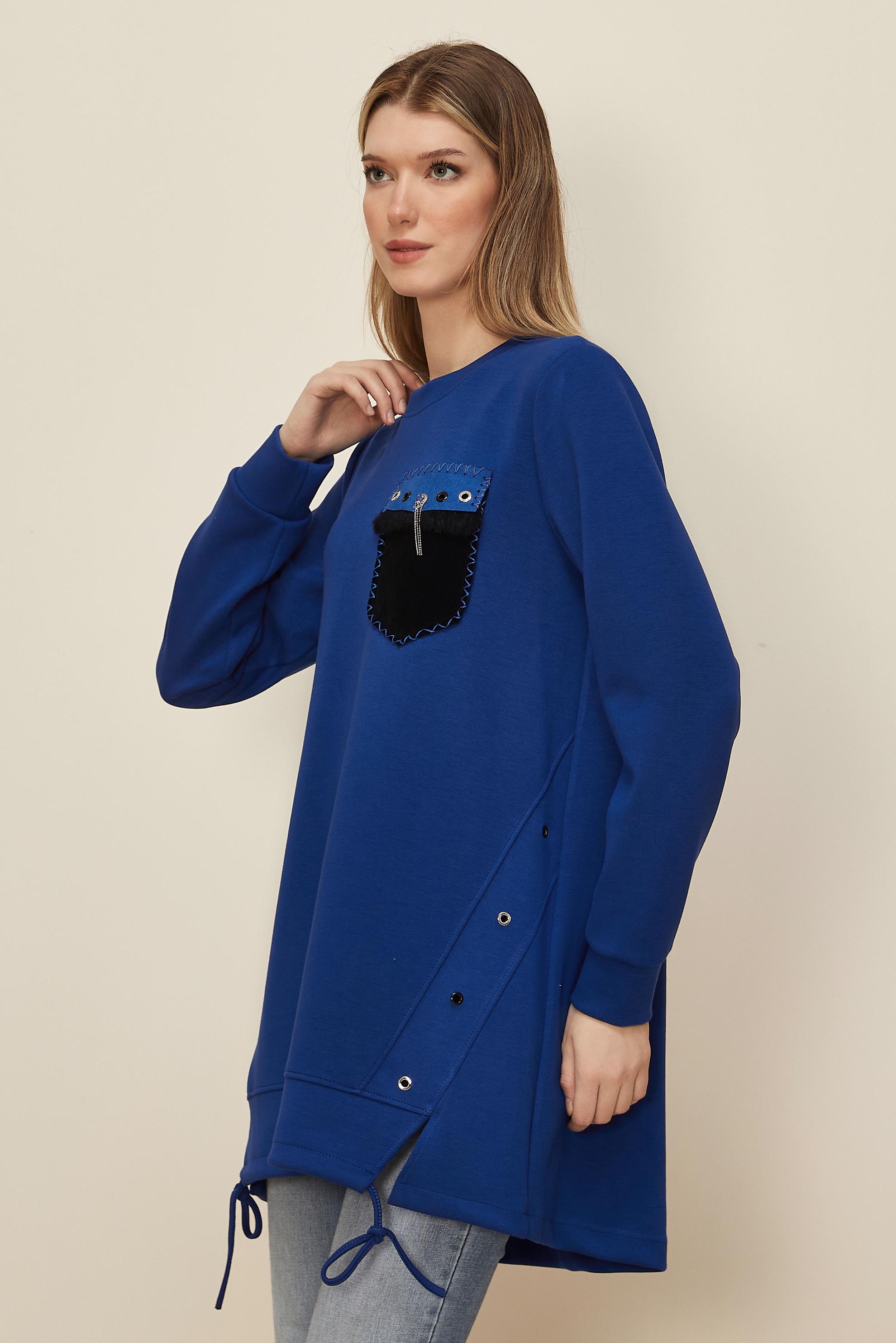 Hijab clothing NAVY BLUE POCKET DETAILED TRACKSUIT TUNIC 45958