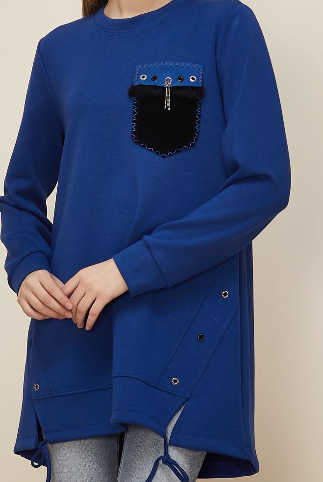 Hijab clothing NAVY BLUE POCKET DETAILED TRACKSUIT TUNIC 45958 - ALVİNA