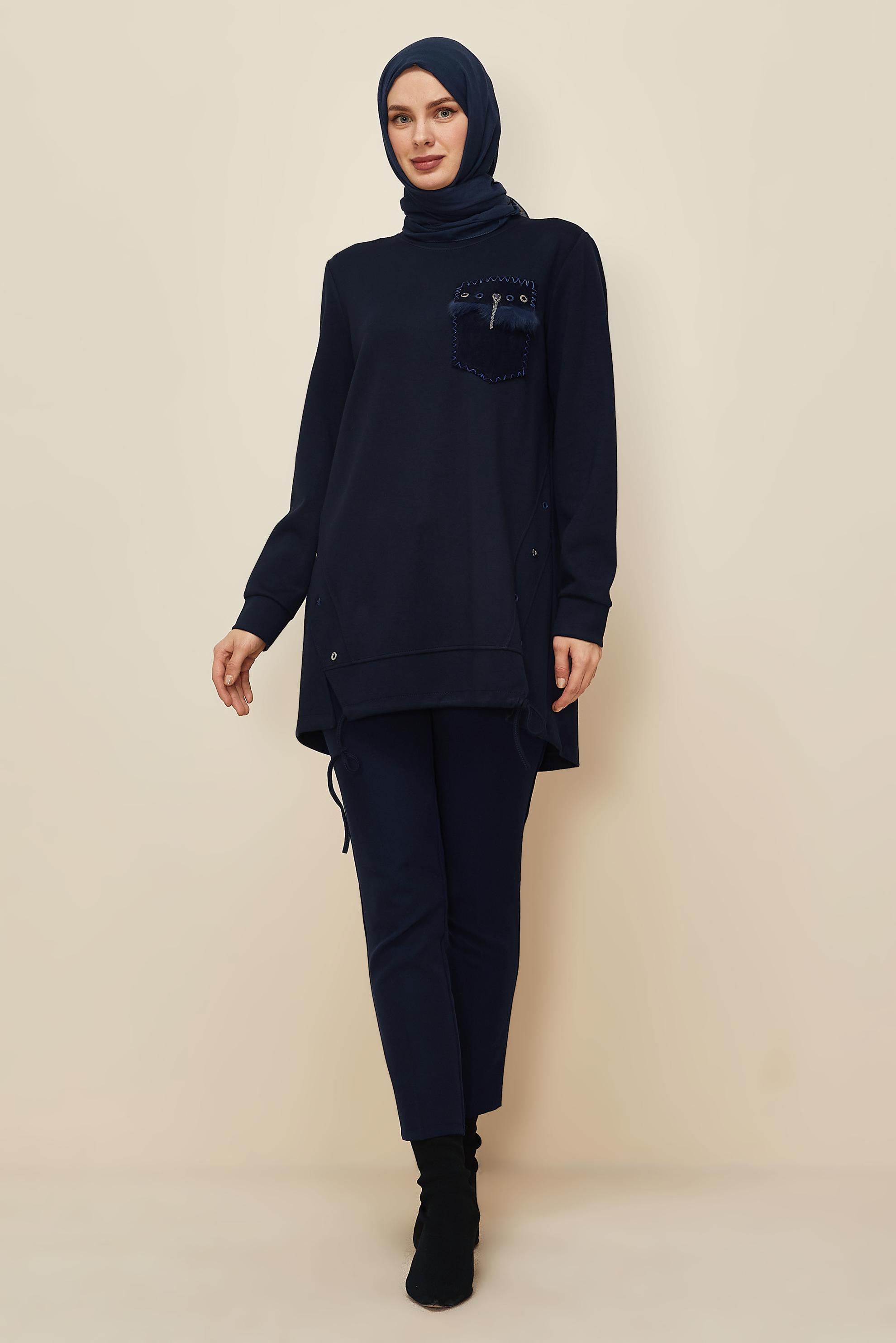 Tesettür giyim LACİVERT 45958 8525 EŞOFMAN TUNİK 38-46 TEK42