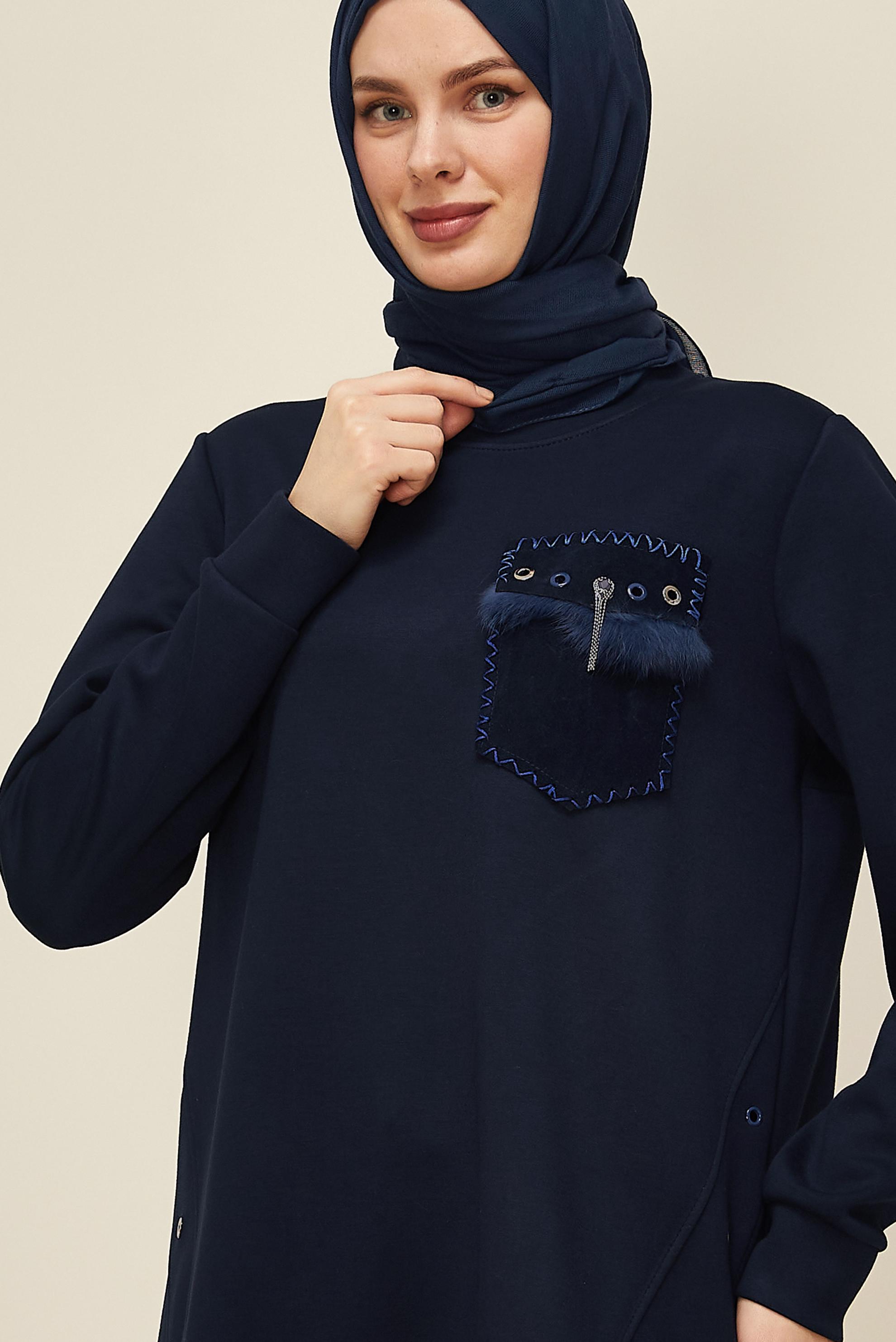 Tesettür giyim LACİVERT 45958 8525 EŞOFMAN TUNİK 38-46 TEK42