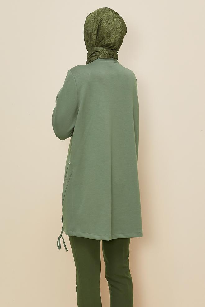 Tesettür giyim YEŞİL CEP DETAYLI EŞOFMAN TUNİK 45958 - ALVİNA