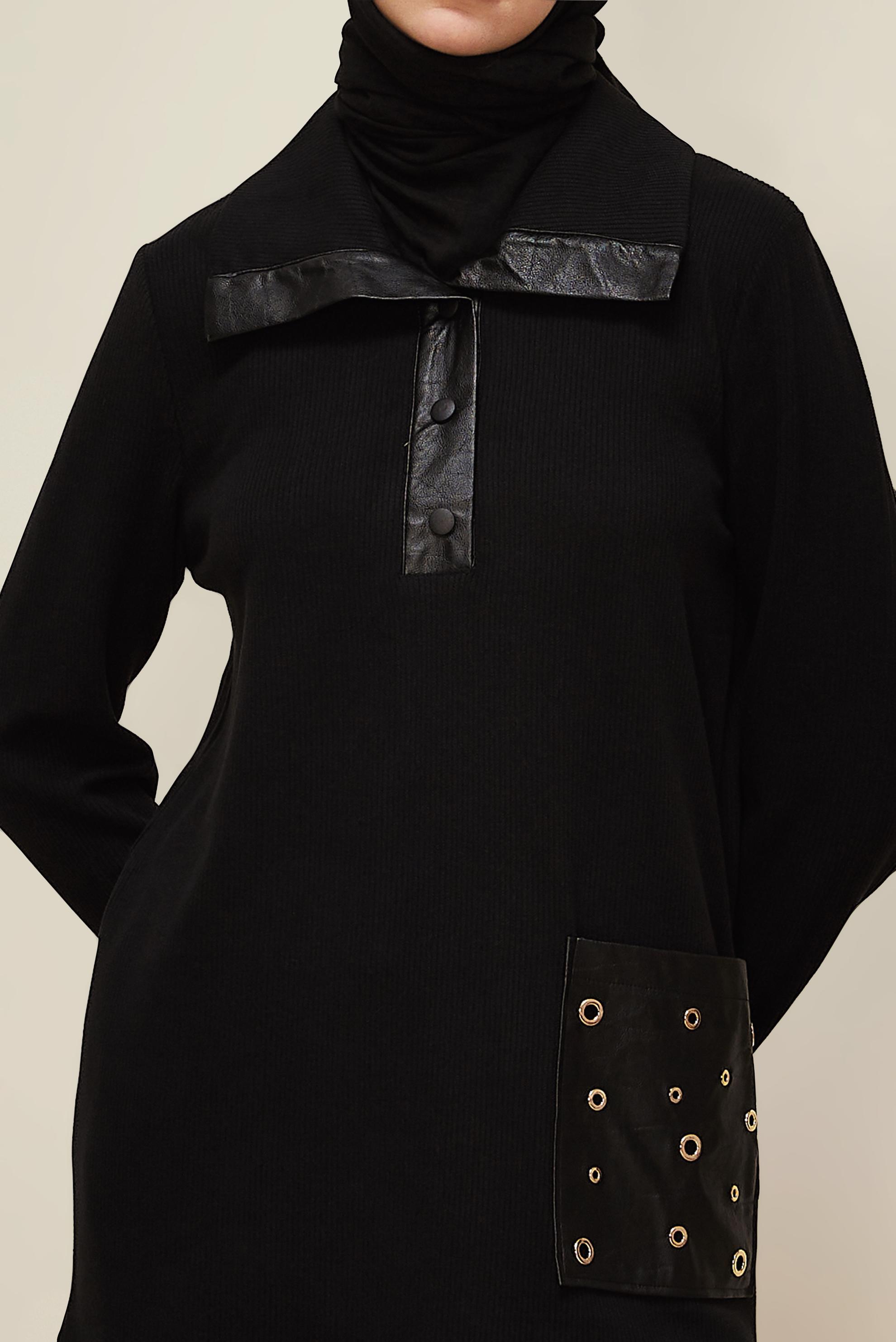 Hijab clothing BLACK POCKETED TRACKSUIT TUNIC 45959