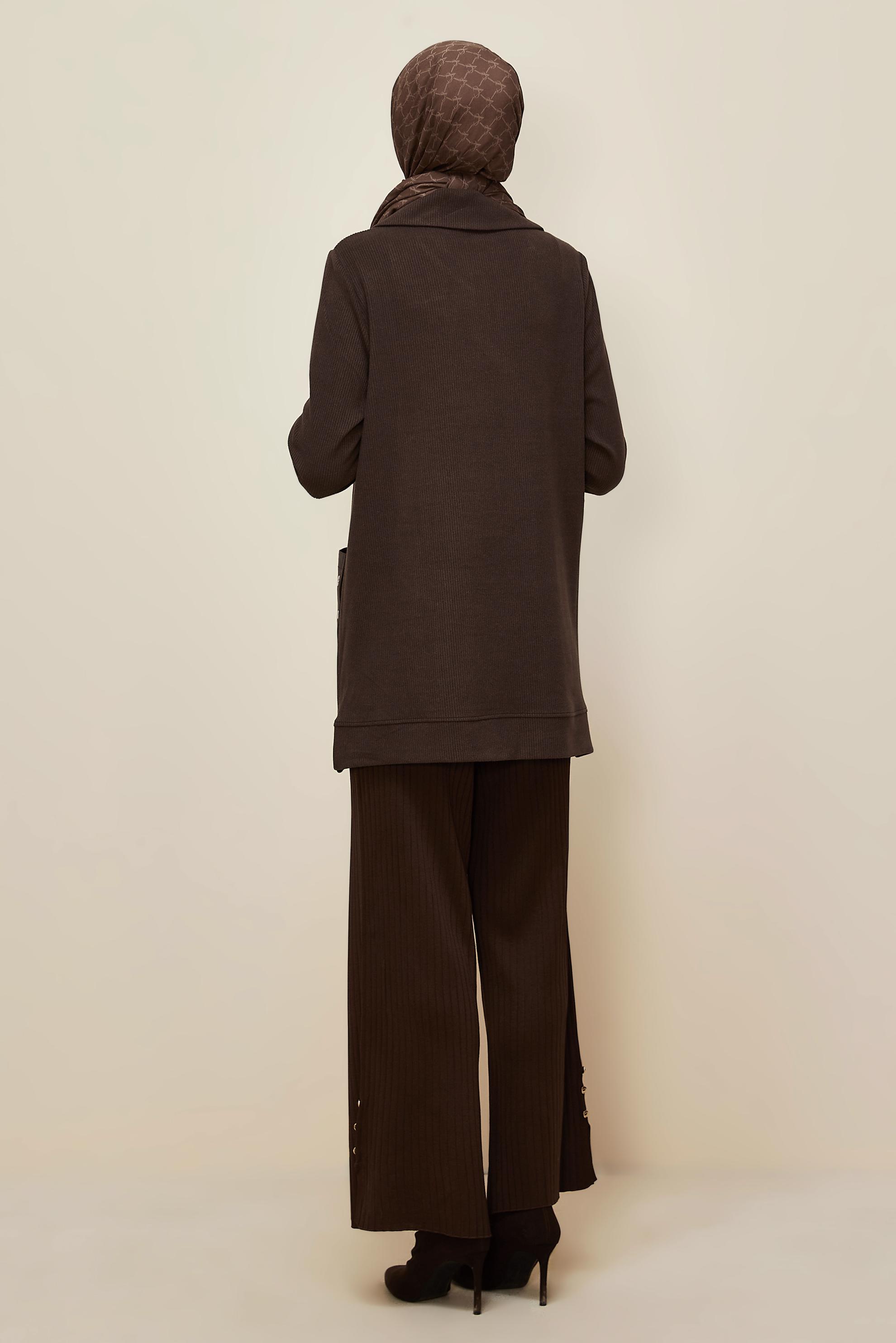 Vêtements hijab BRUN TUNIQUE DE SURVÊTEMENT À POCHES 45959