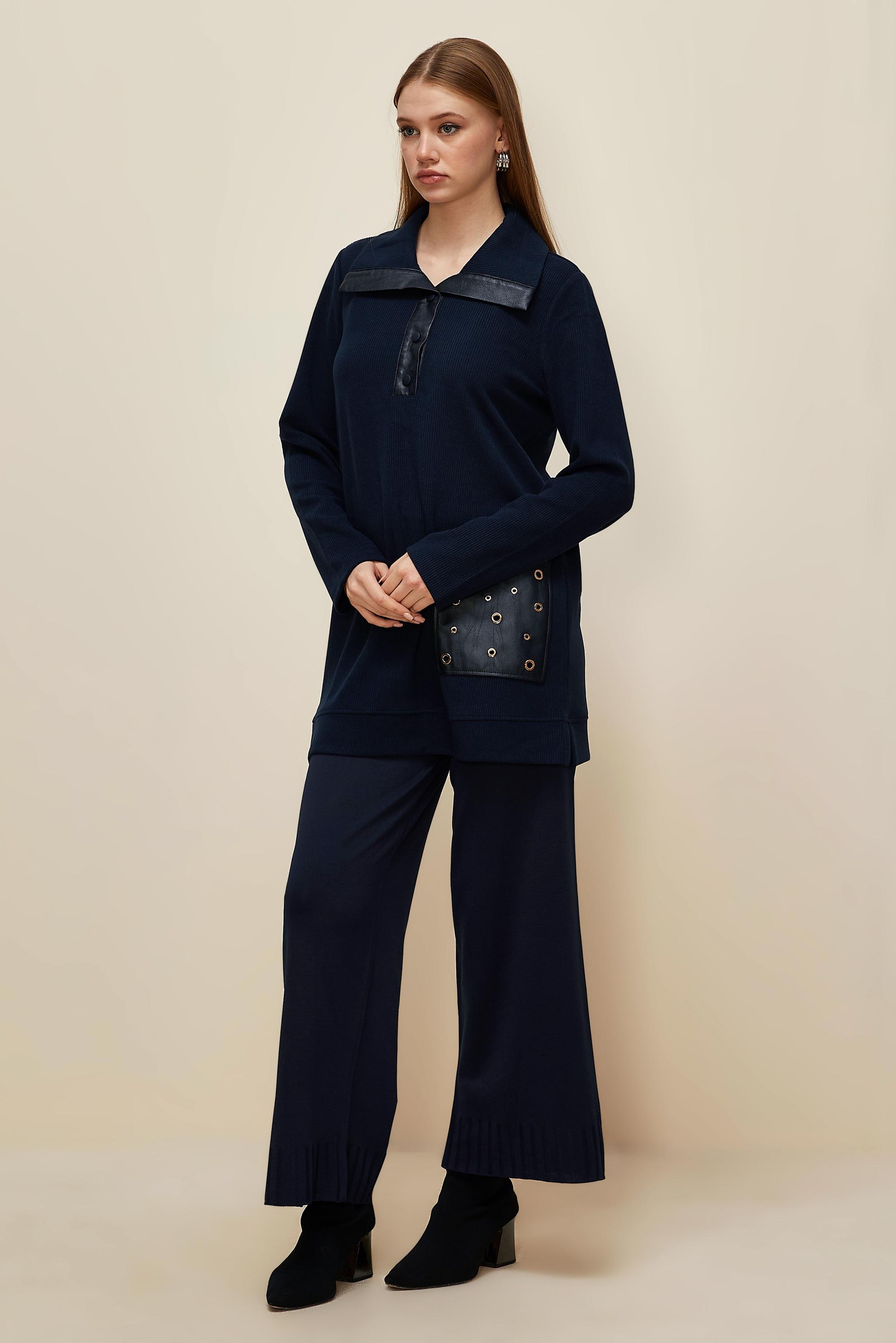 Vêtements hijab BLEU MARINE TUNIQUE DE SURVÊTEMENT À POCHES 45959