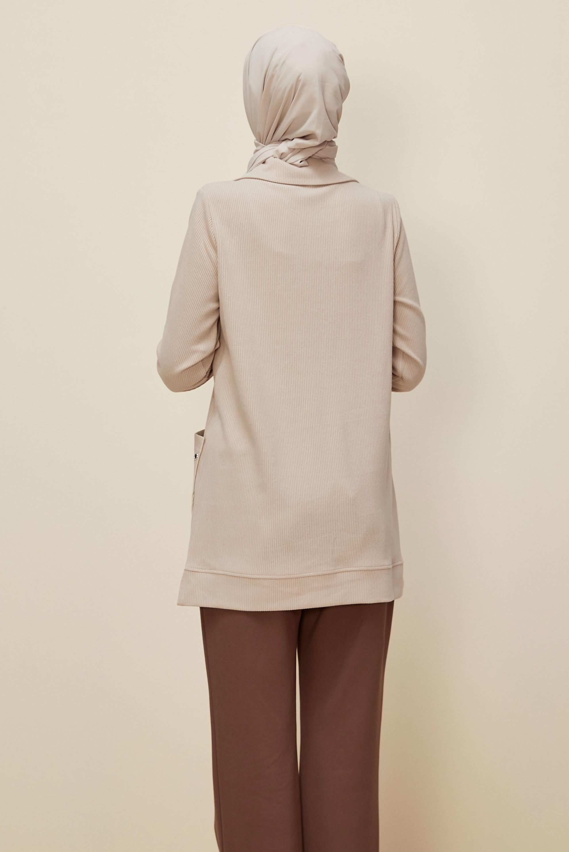 Vêtements hijab BEIGE TUNIQUE DE SURVÊTEMENT À POCHES 45959