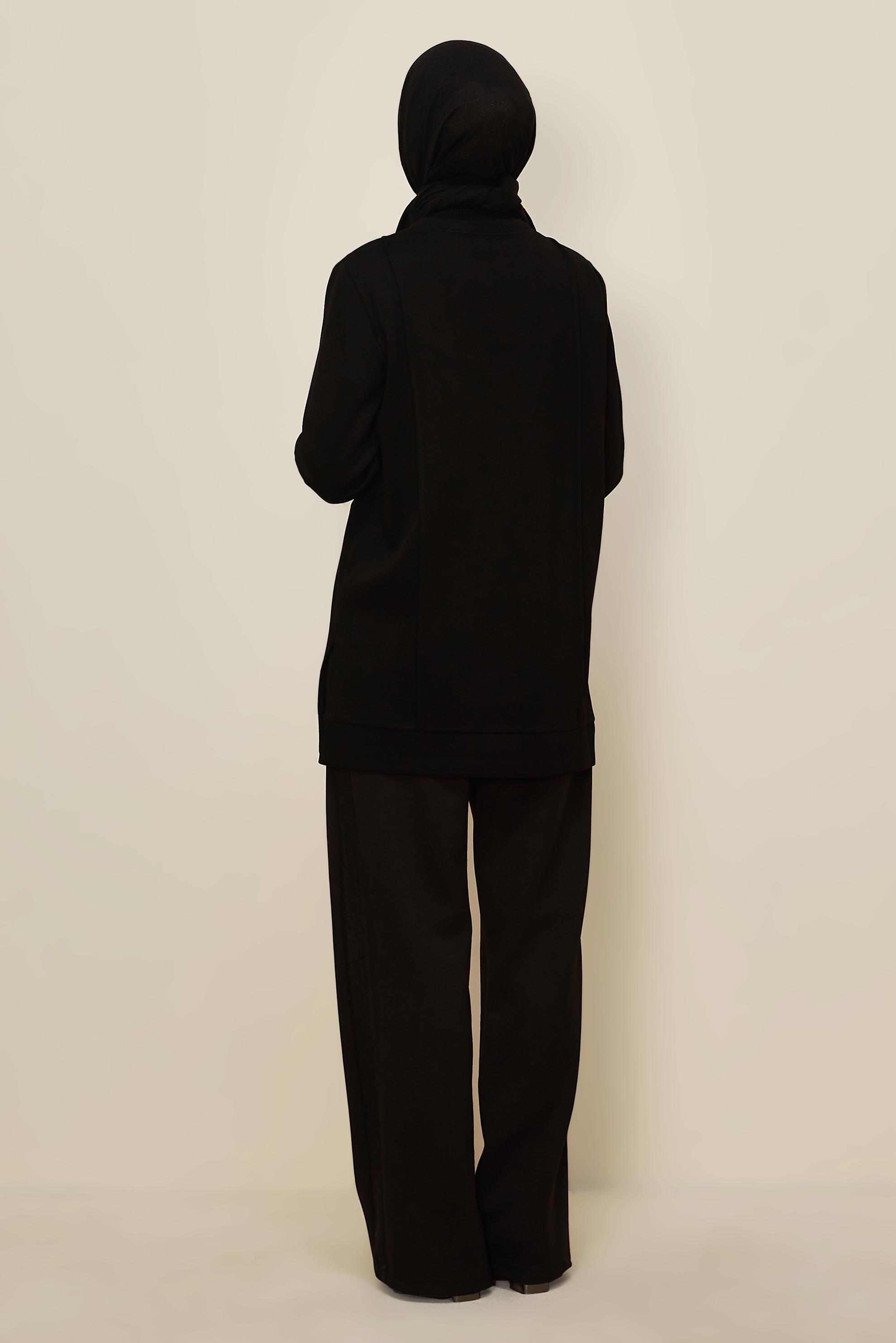 Tesettür giyim SİYAH CEP DETAYLI EŞOFMAN TUNİK 45960