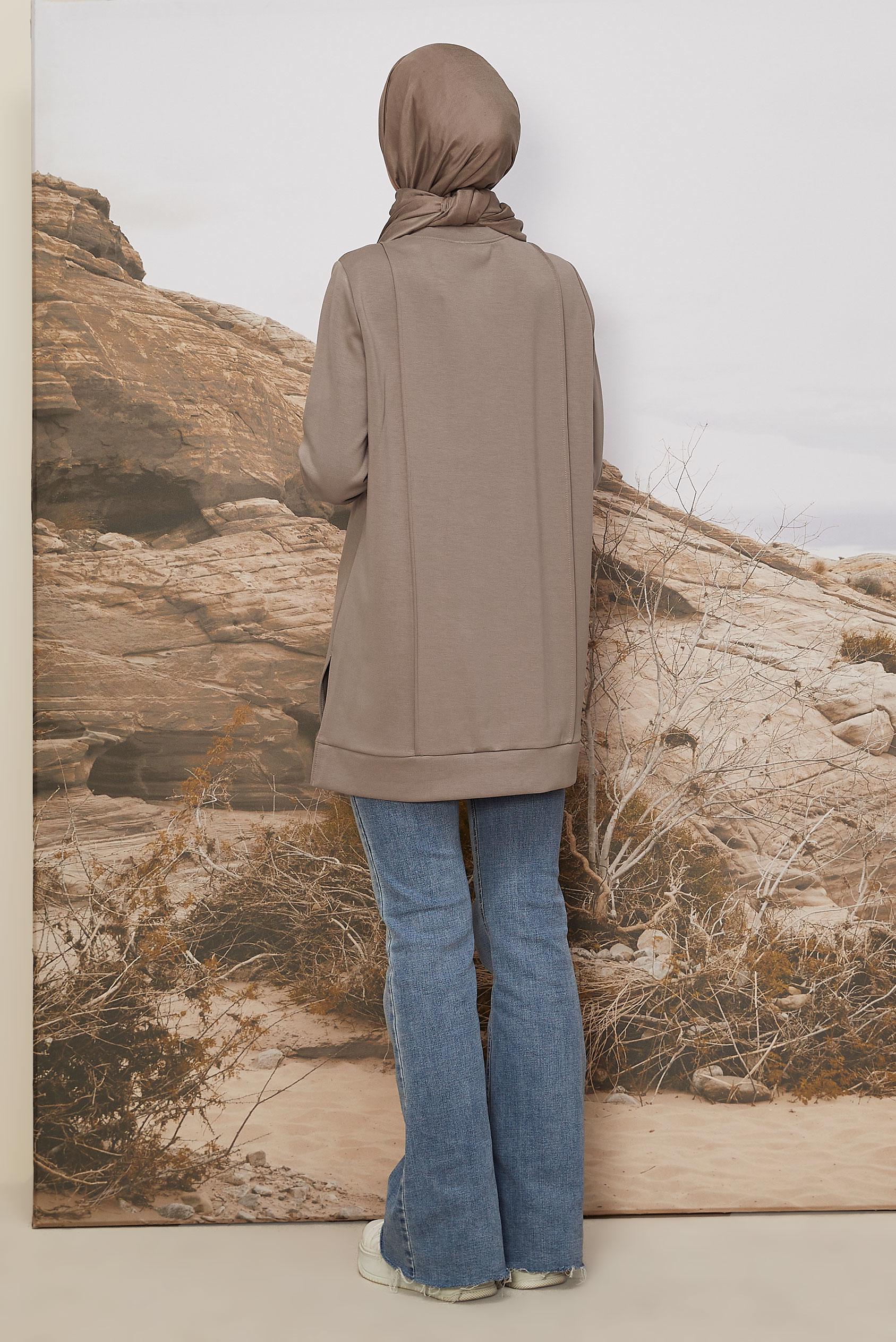 Tesettür giyim VİZON CEP DETAYLI EŞOFMAN TUNİK 45960