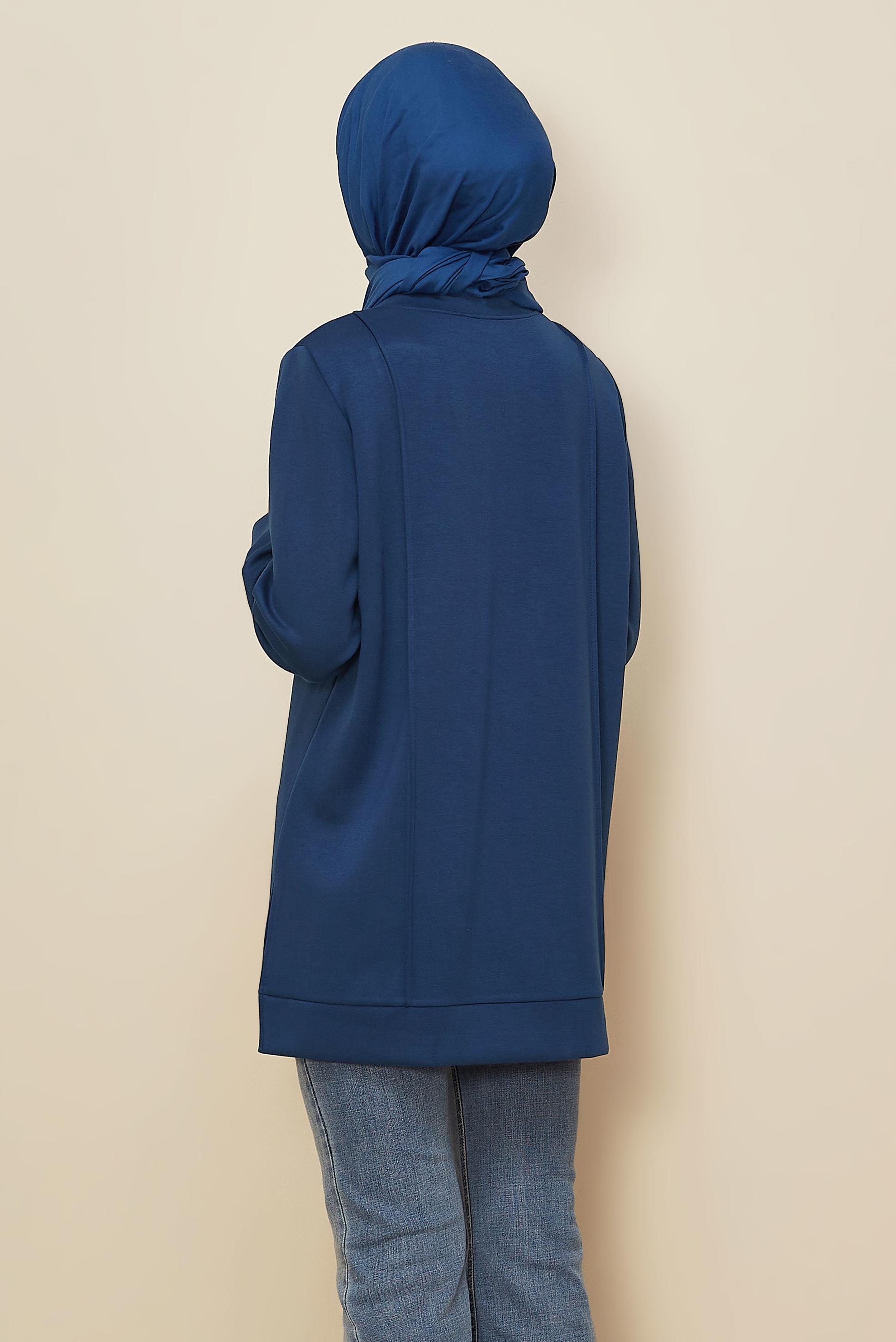 Tesettür giyim LACİVERT AKSESUAR DETAYLI EŞOFMAN TUNİK 45960