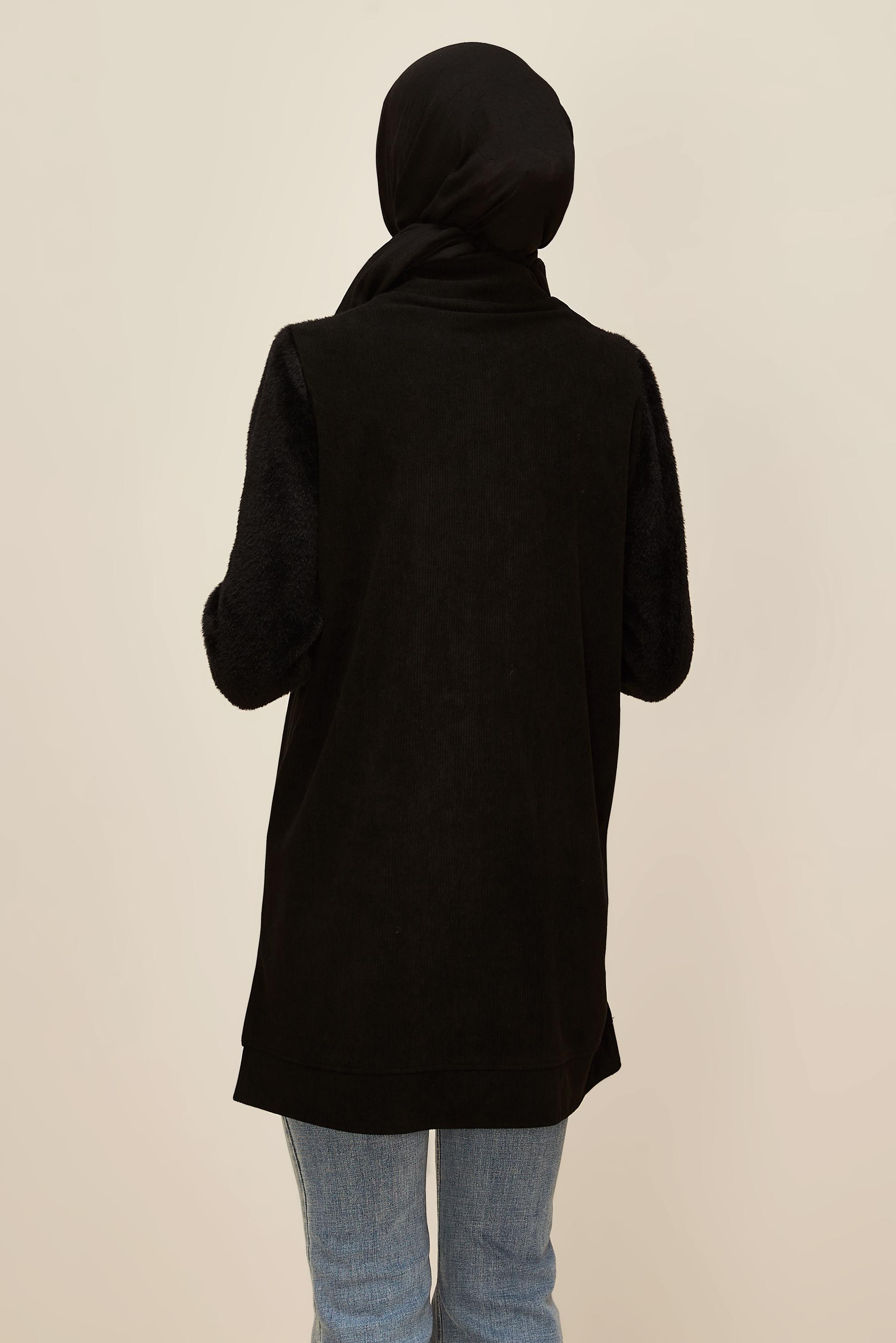 Vêtements hijab NOIR TUNIQUE DE SURVÊTEMENT À LACETS 45961