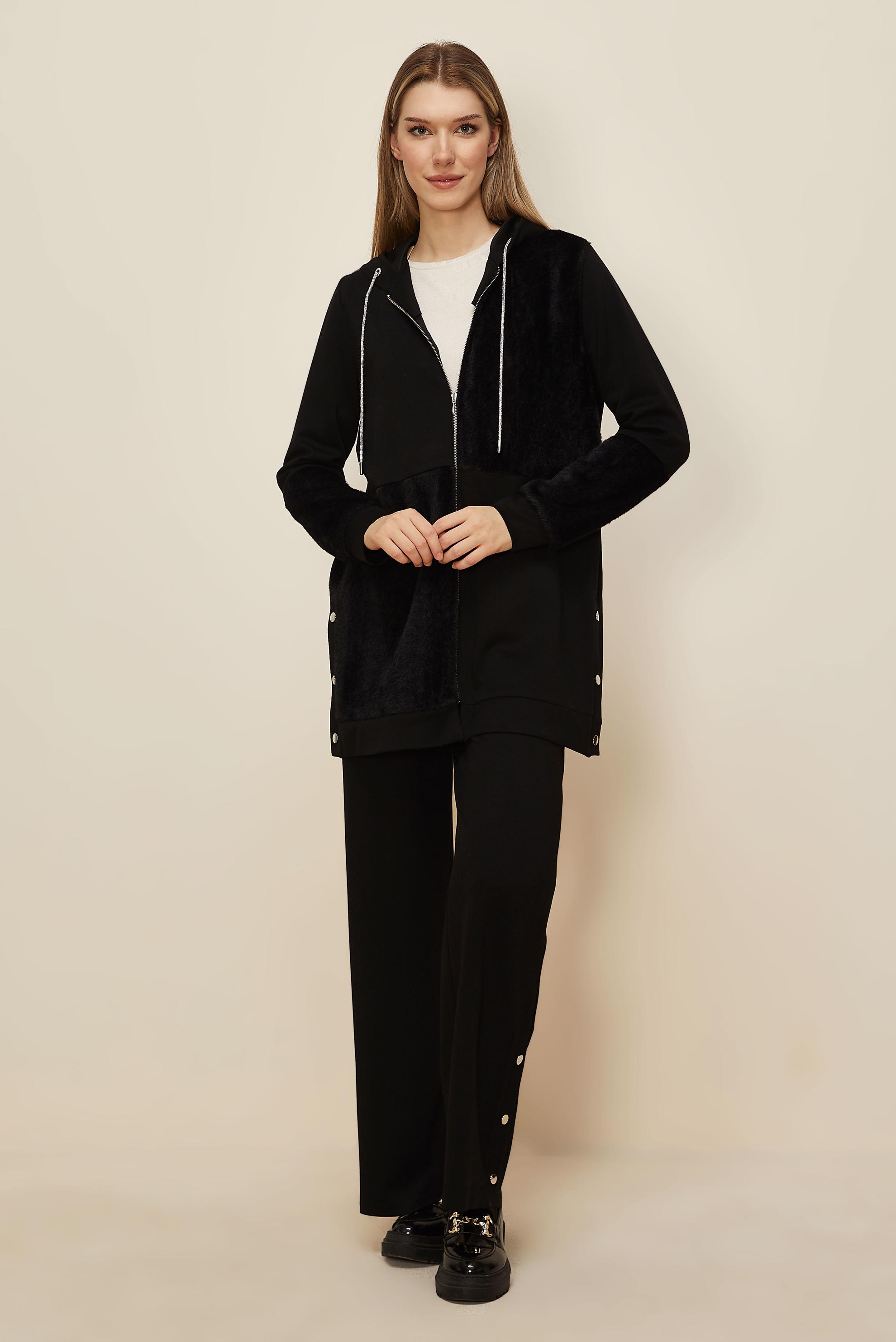 Hijab clothing BLACK HOODED TRACKSUIT SET 45966