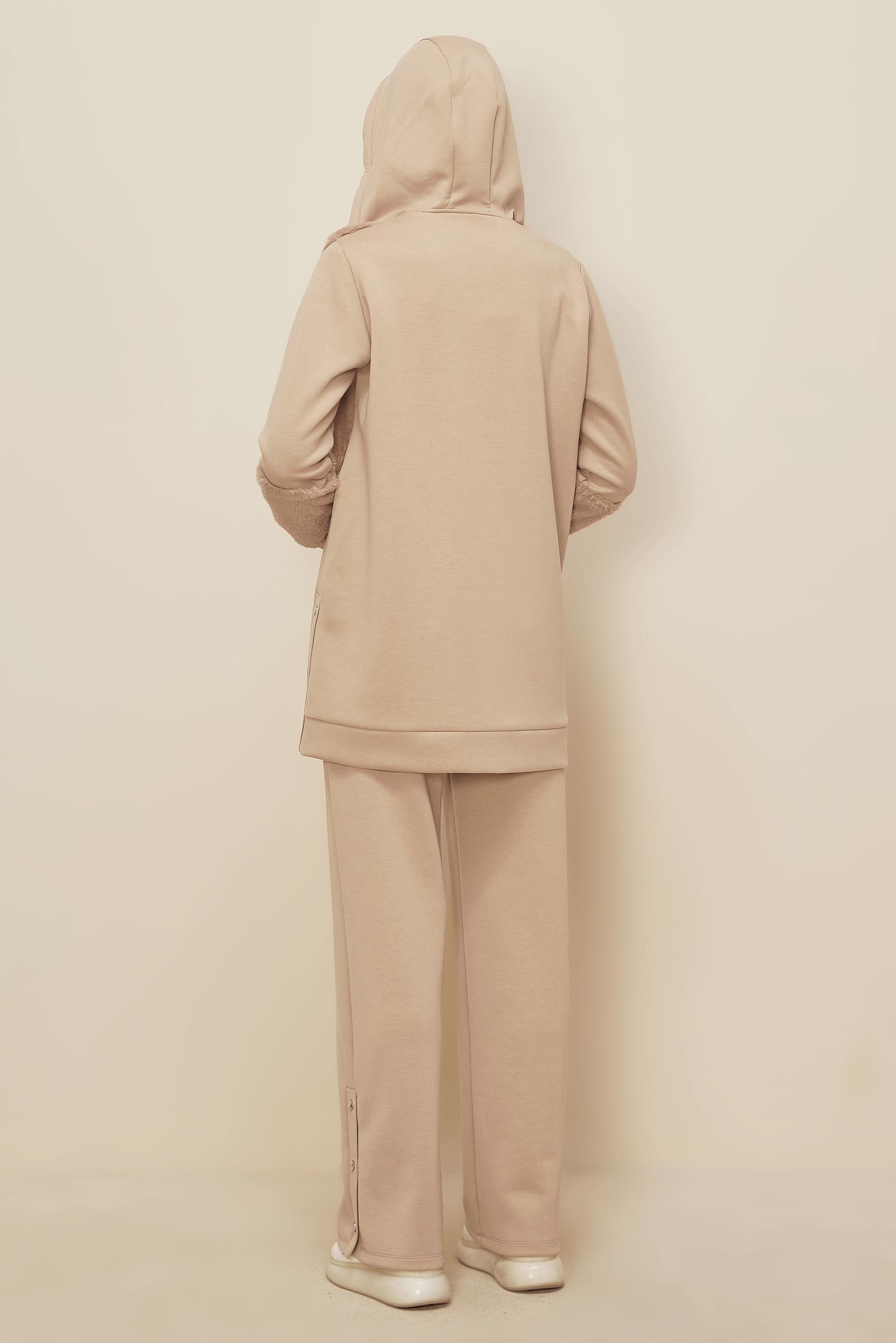 Hijab clothing BEIGE HOODED TRACKSUIT SET 45966