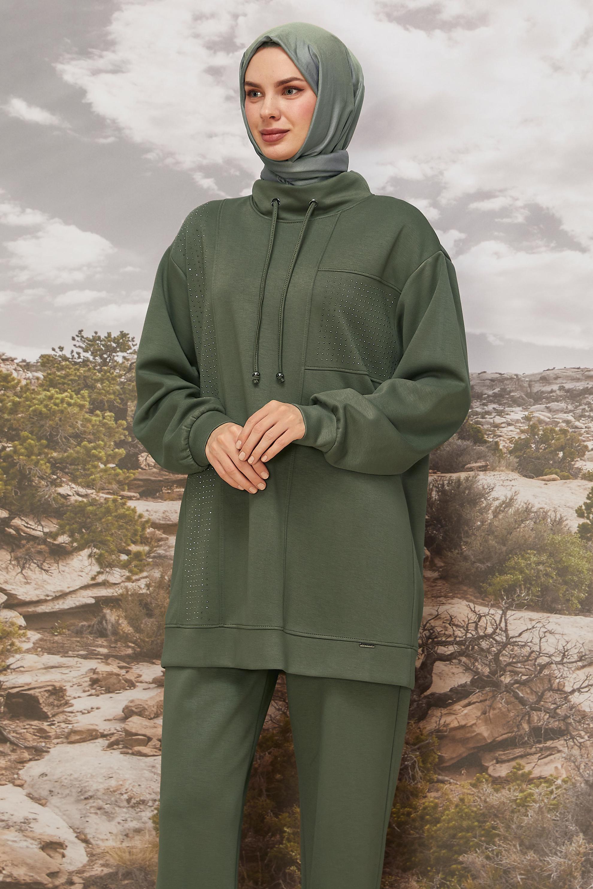 Tesettür giyim HAKİ 45967 CHAKRA 2′Lİ PANT.EŞOF. 38-46 TEK42