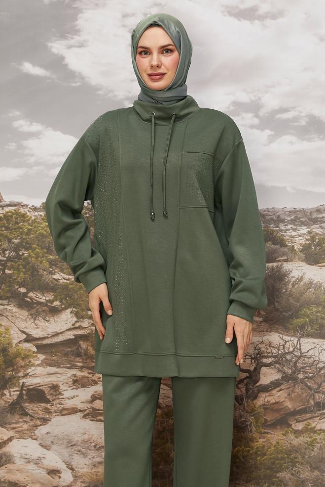 Tesettür giyim HAKİ 45967 CHAKRA 2′Lİ PANT.EŞOF. 38-46 TEK42 - ALVİNA