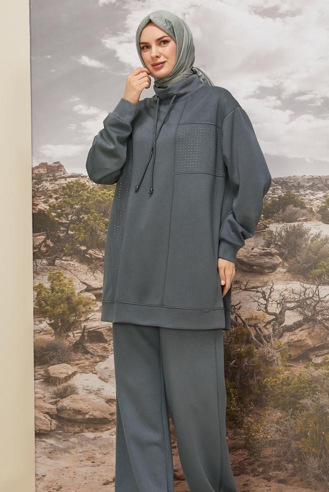 Tesettür giyim GRİ 45967 CHAKRA 2′Lİ PANT.EŞOF. 38-46 TEK42 - ALVİNA
