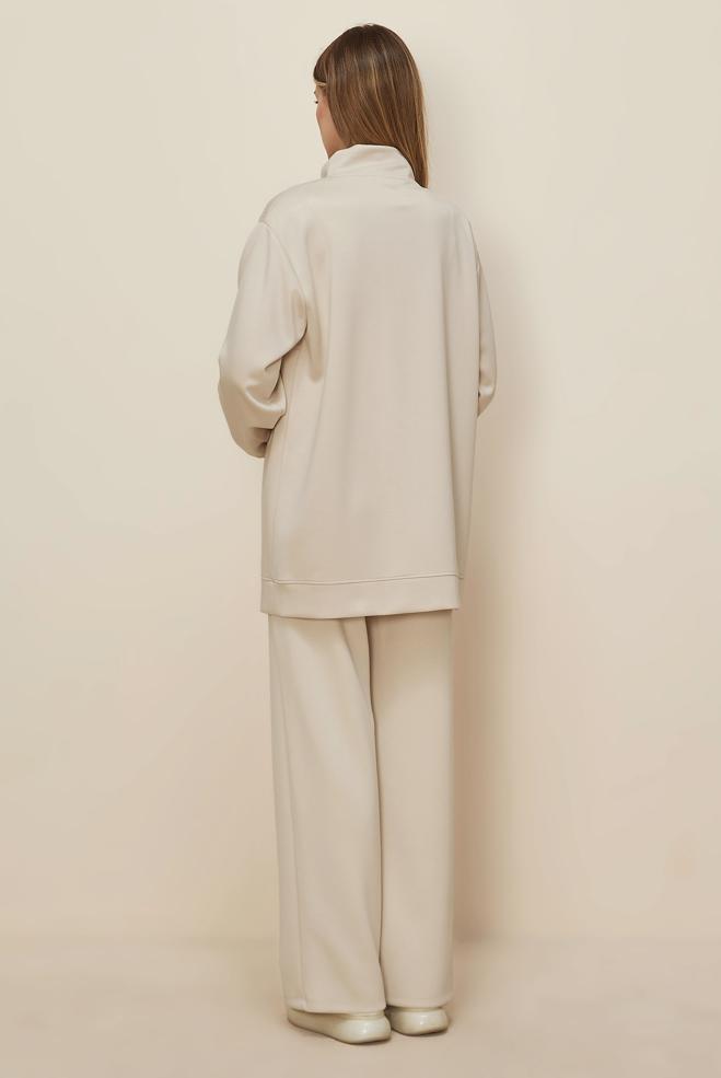 Tesettür giyim EKRU TAŞ İŞLEMELİ EŞOFMAN TAKIMI 45967 - ALVİNA