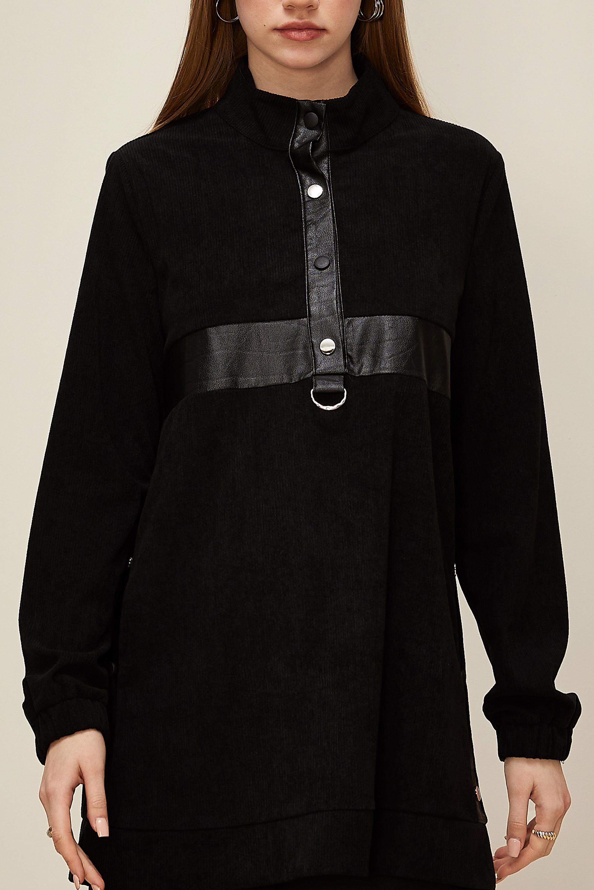 Tesettür giyim SİYAH DİK YAKA EŞOFMAN TUNİK 45976