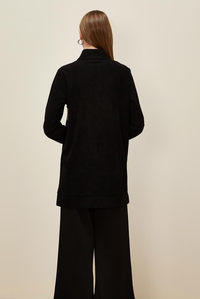 Tesettür giyim SİYAH DİK YAKA EŞOFMAN TUNİK 45976 - ALVİNA