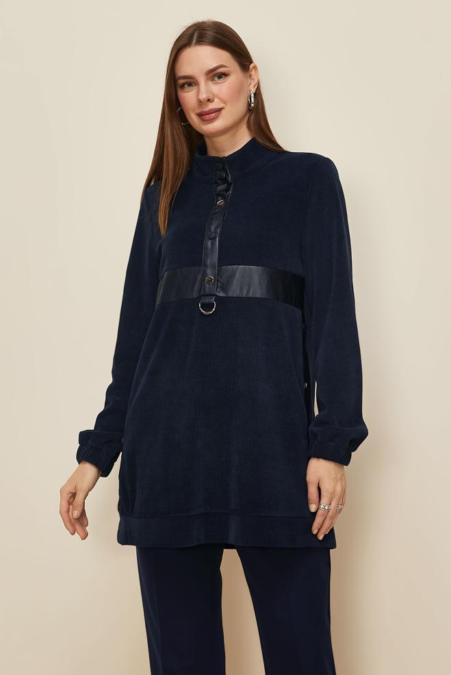 Tesettür giyim LACİVERT 45976-1 8681 EŞOFMAN TUNİK 38-44 TEK 40 - ALVİNA