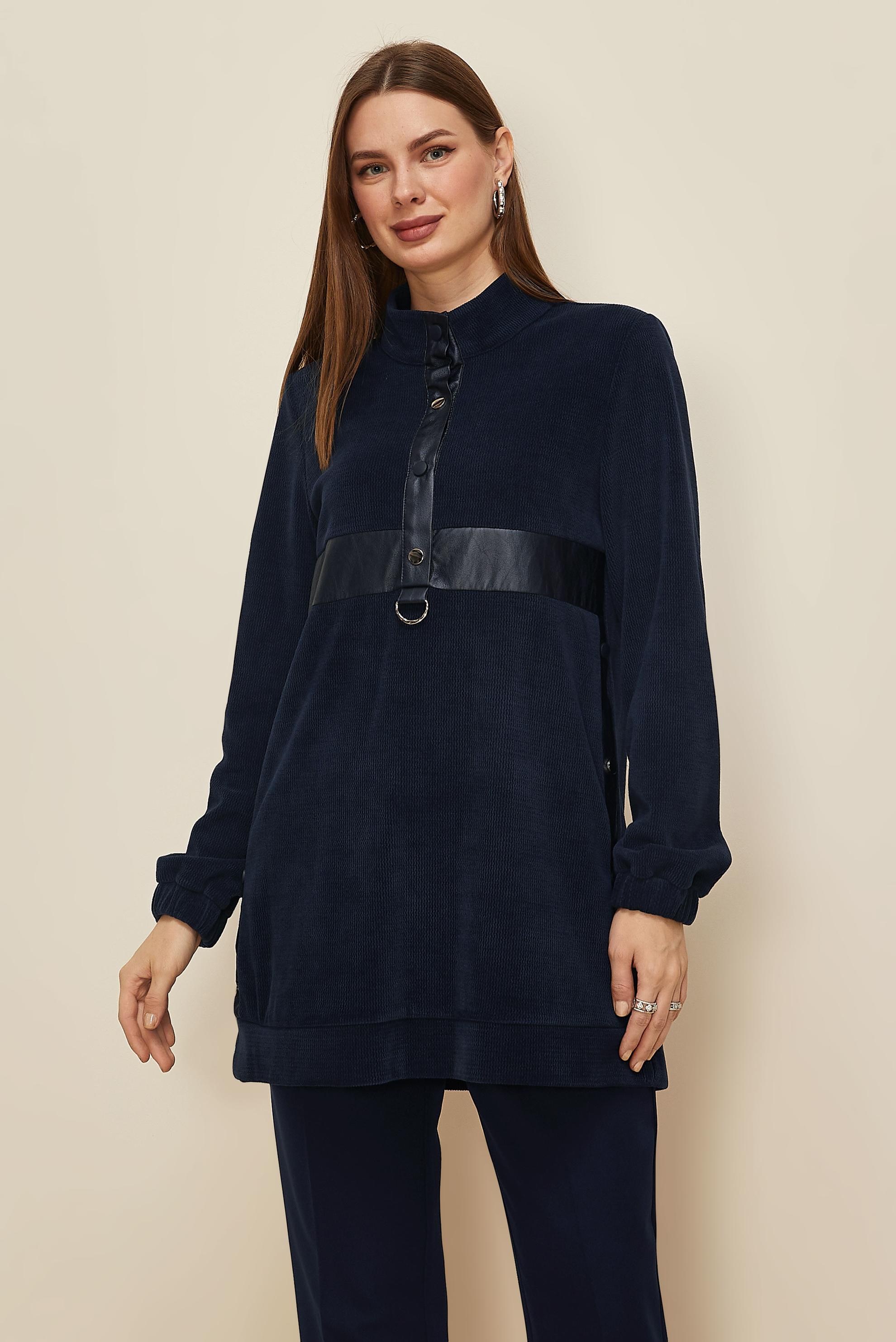 Tesettür giyim LACİVERT 45976-1 8681 EŞOFMAN TUNİK 38-44 TEK 40