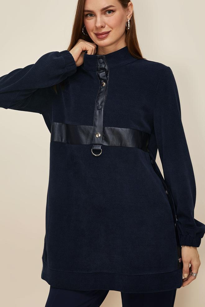 Tesettür giyim LACİVERT 45976-1 8681 EŞOFMAN TUNİK 38-44 TEK 40 - ALVİNA